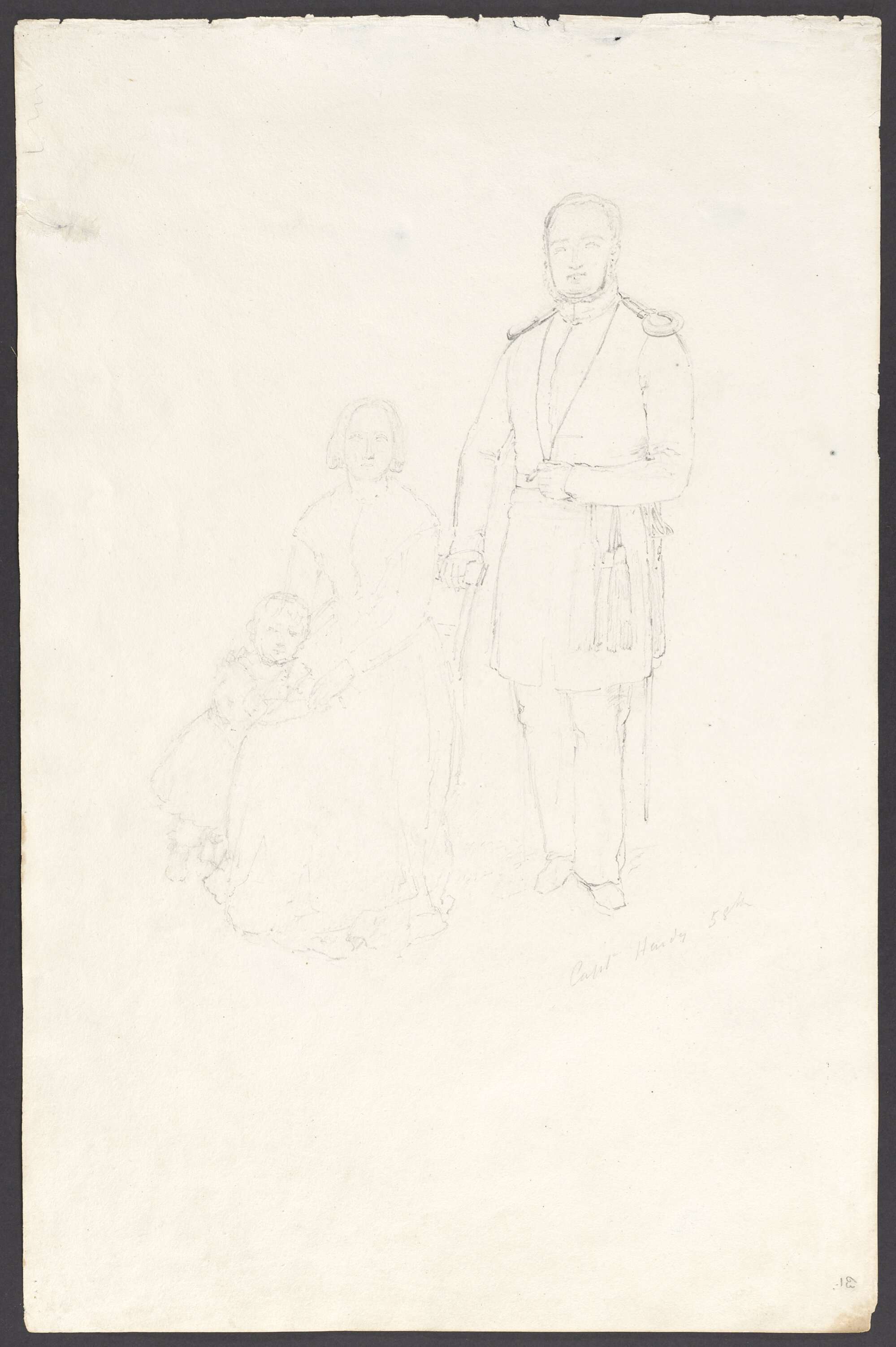 Captain Hardy 58th [Regiment, his wife and child]