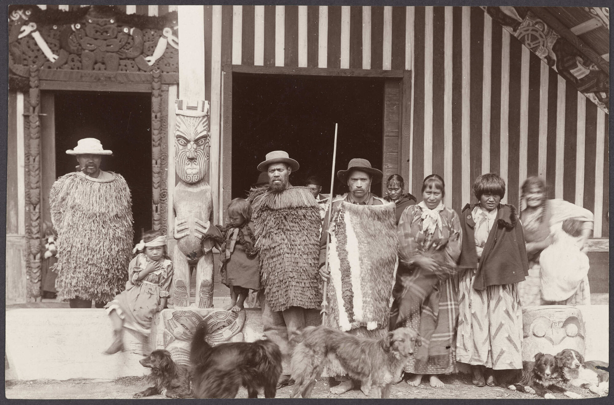 Group outside Te Whai-a-te-Motu wharenui, Ruatāhuna