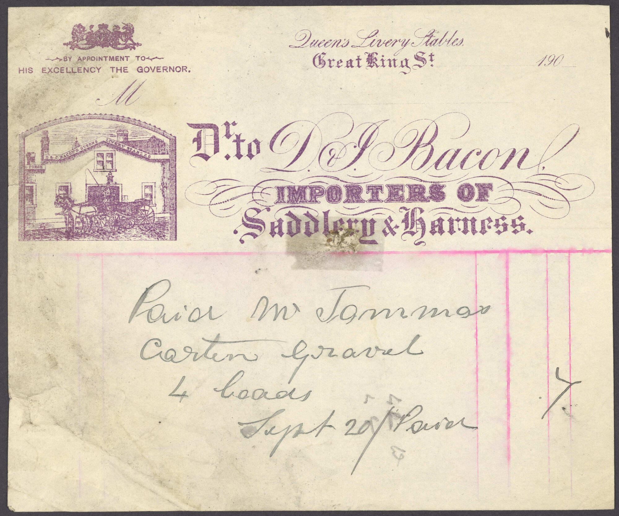 D. &amp; J. Bacon billhead