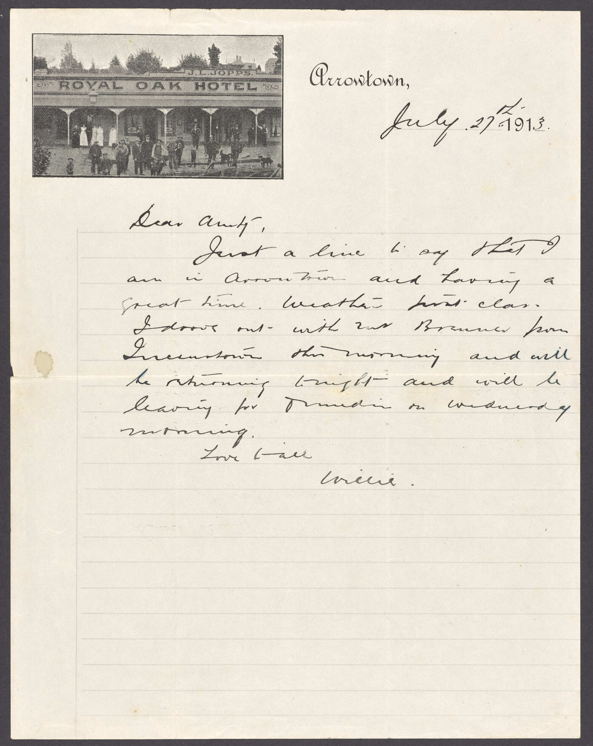 Royal Oak Hotel letterhead