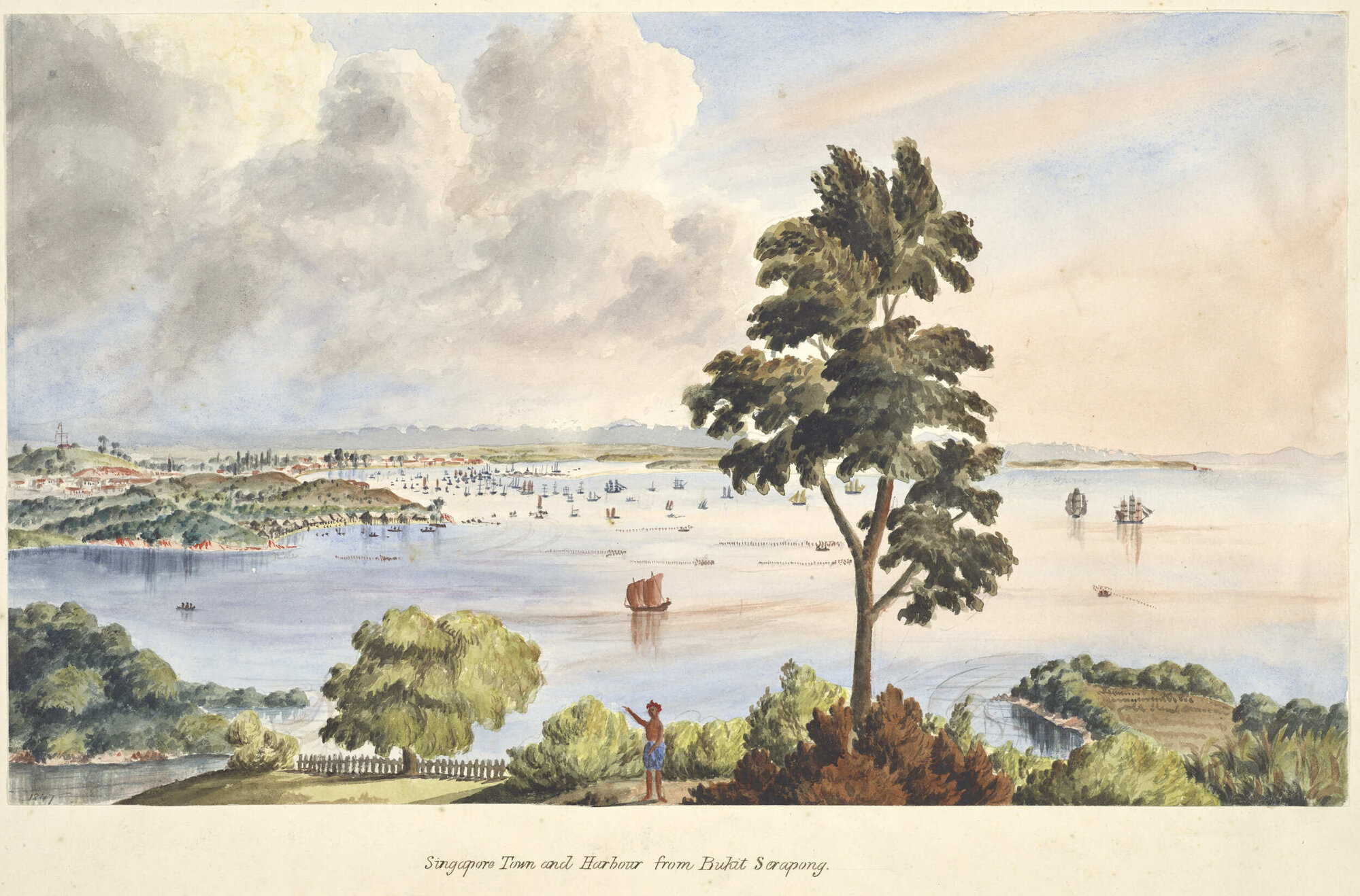 Singapore town and harbour from Bukit Serapong