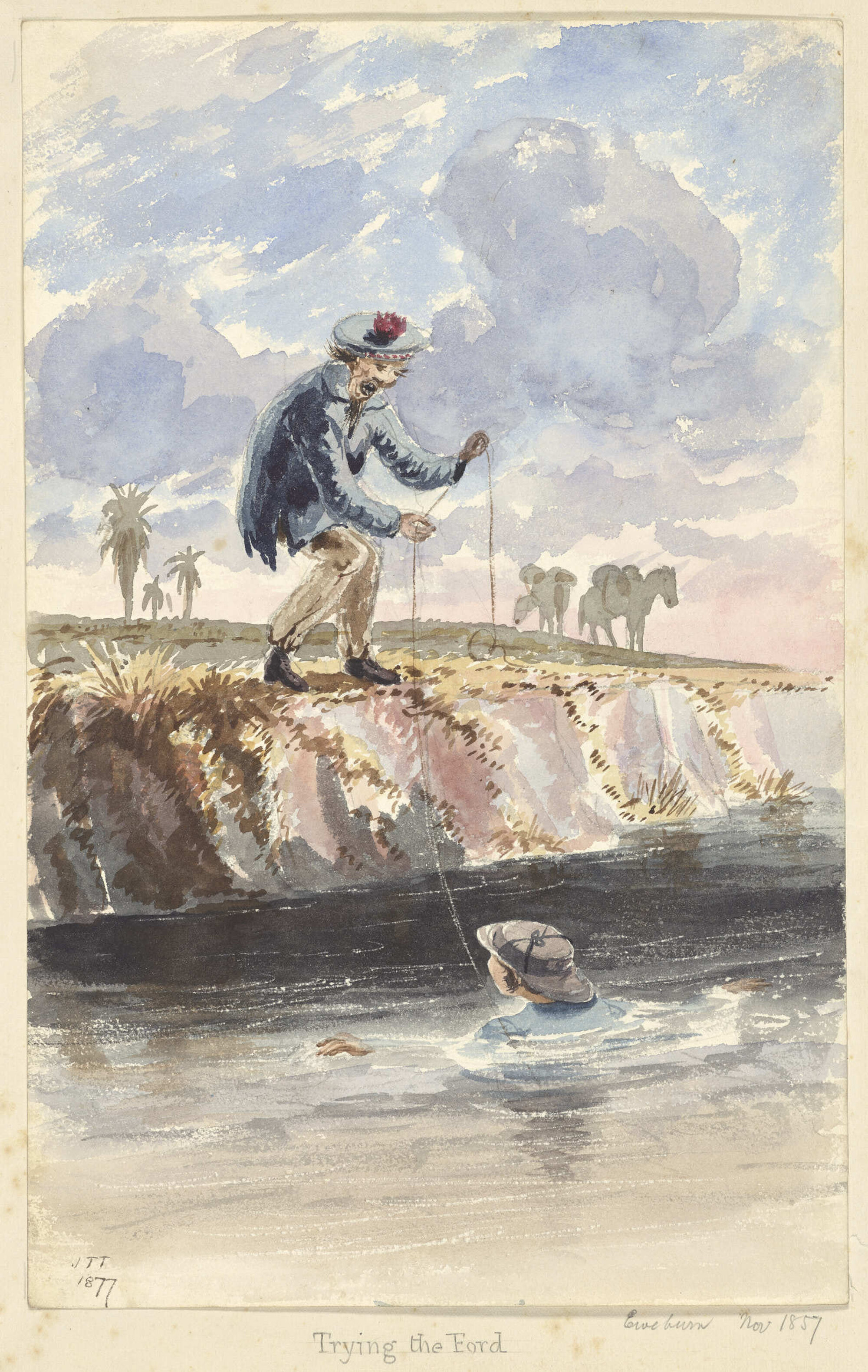 Trying the ford. Eweburn. Nov 1857