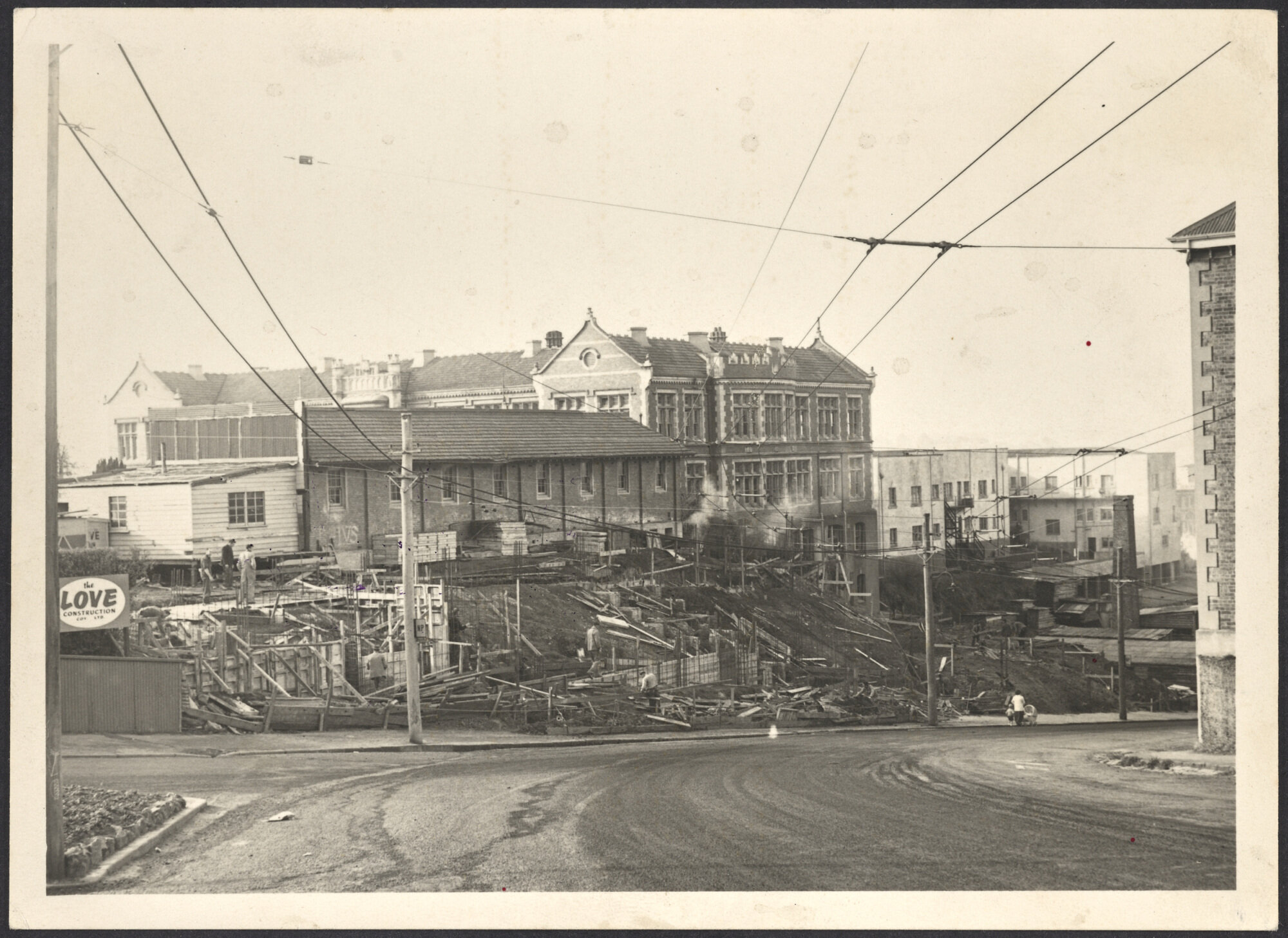 Otago Girls' High School showing building construction