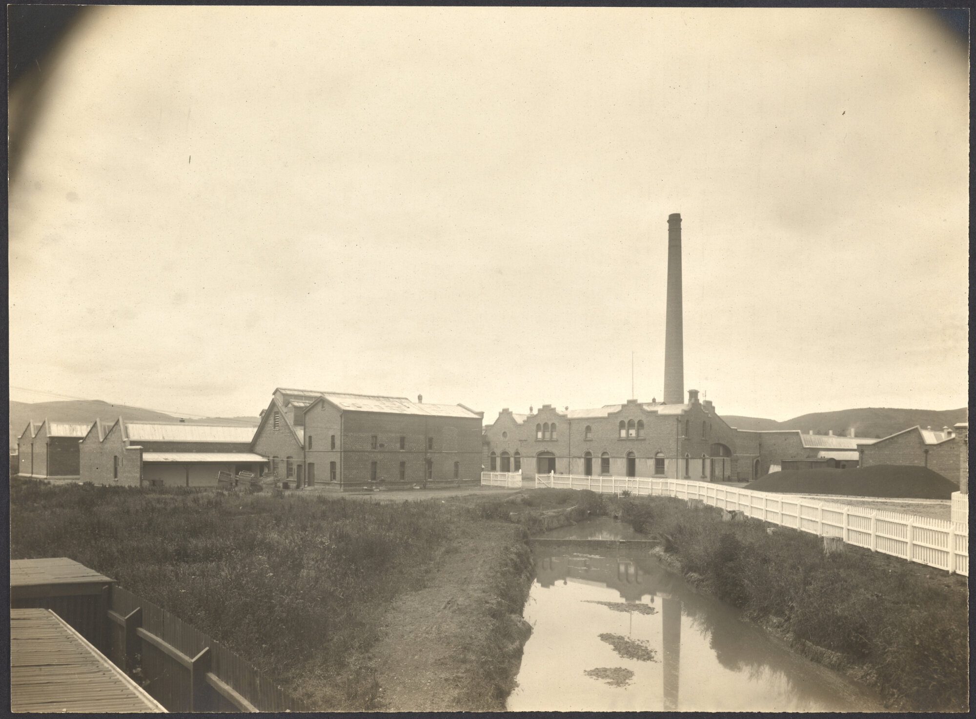 Stream and factory buildings
