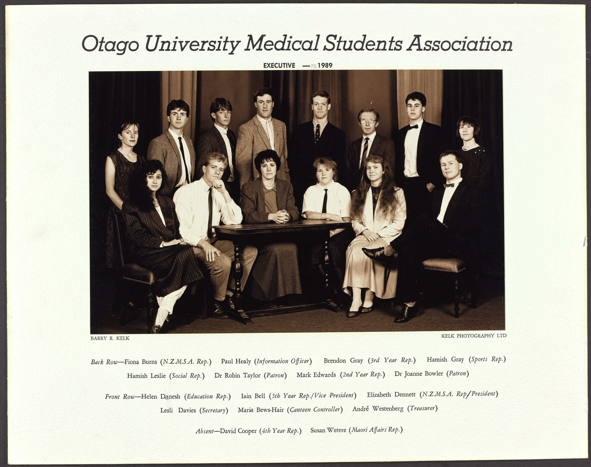 Otago University Medical Students Association Executive 1989