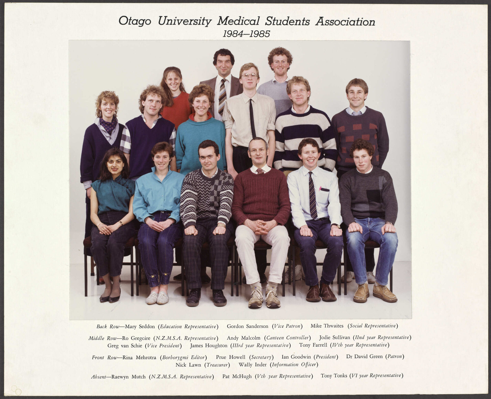 Otago University Medical Students Association Executive 1984-1985