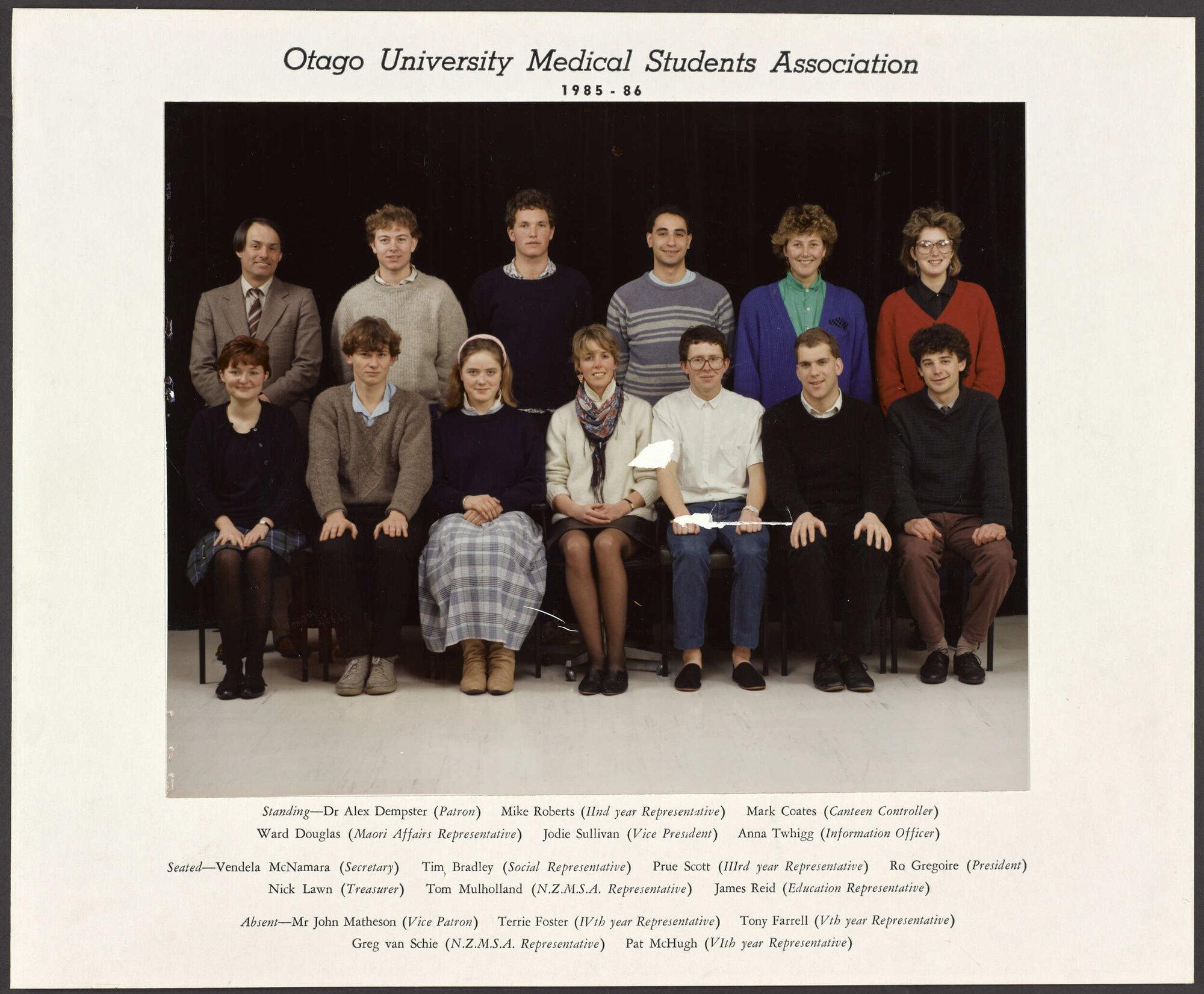 Otago University Medical Students Association Executive 1985-86