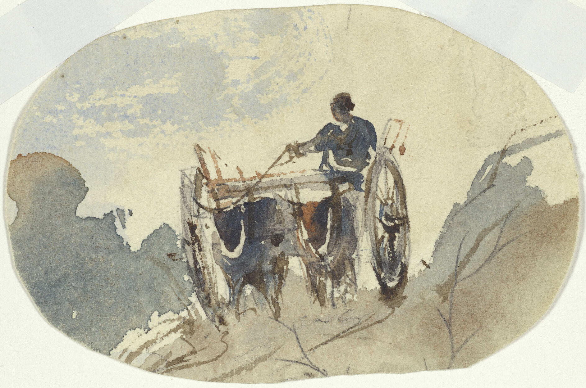 [Man in bullock wagon]