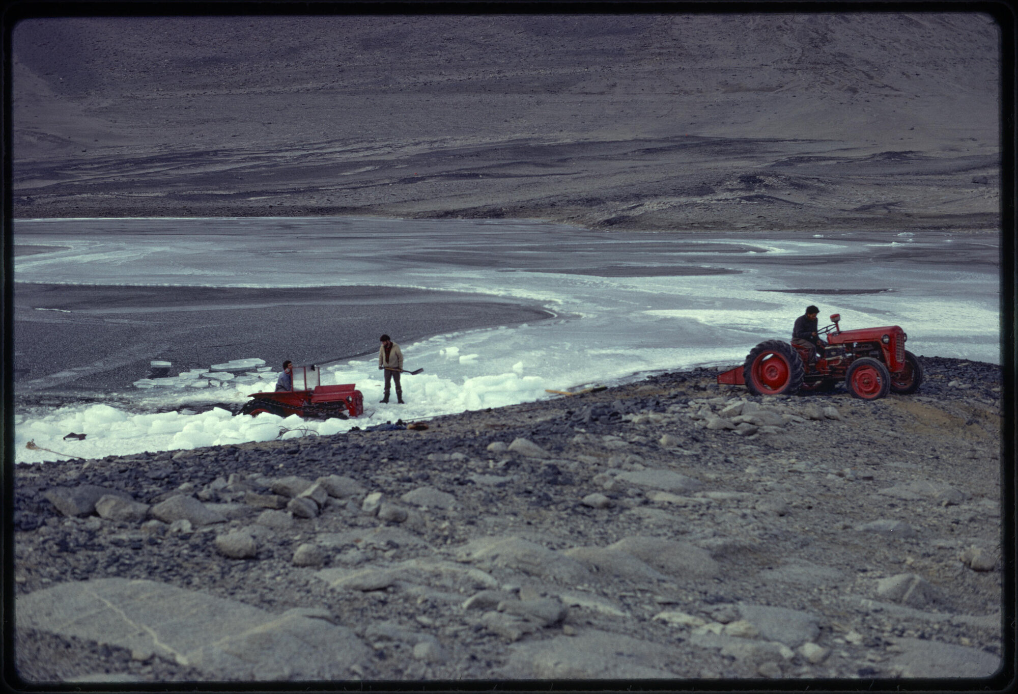 Recovering tractor and trailer from lake