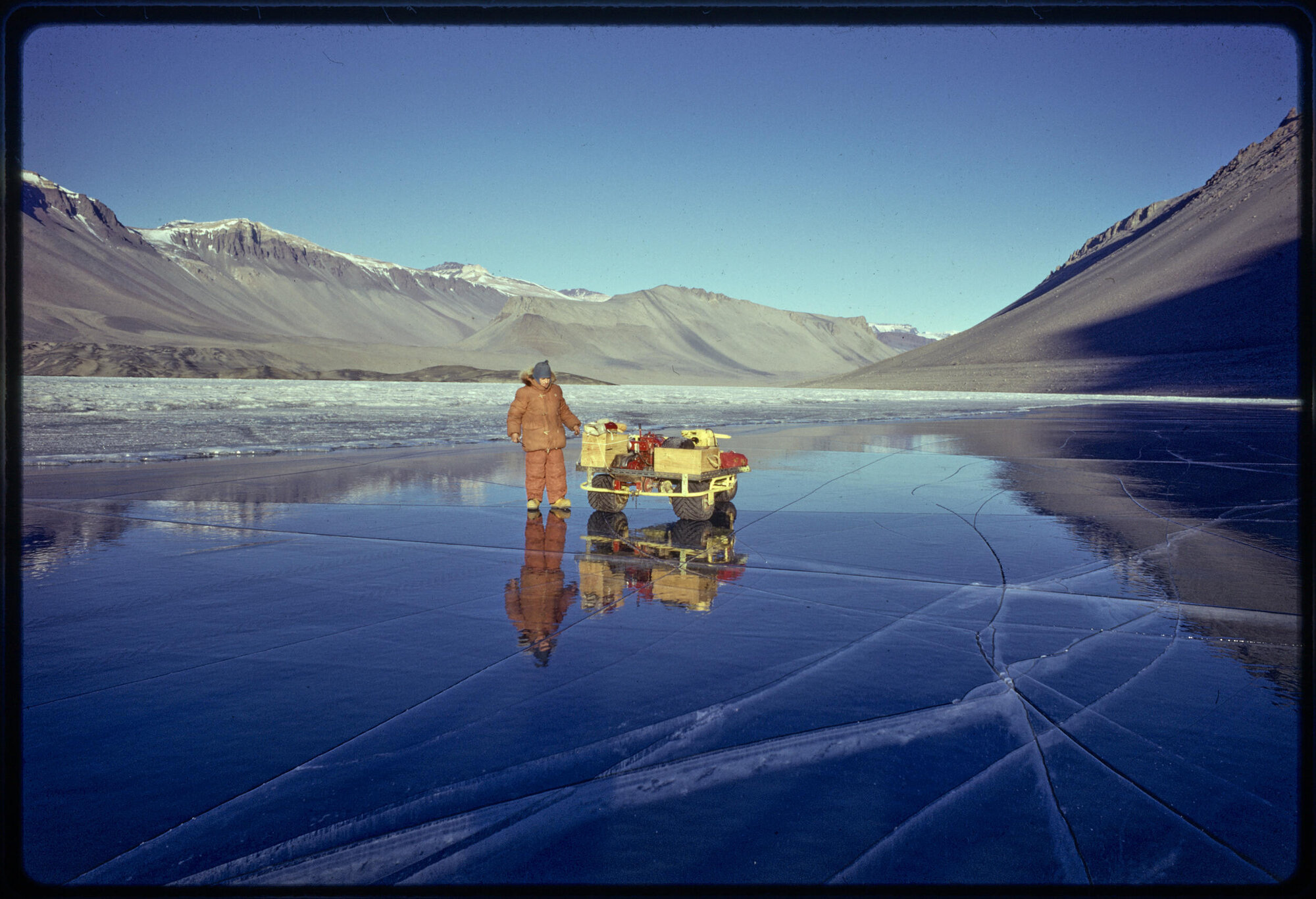 Winter ice on summer moat of Lake Vanda