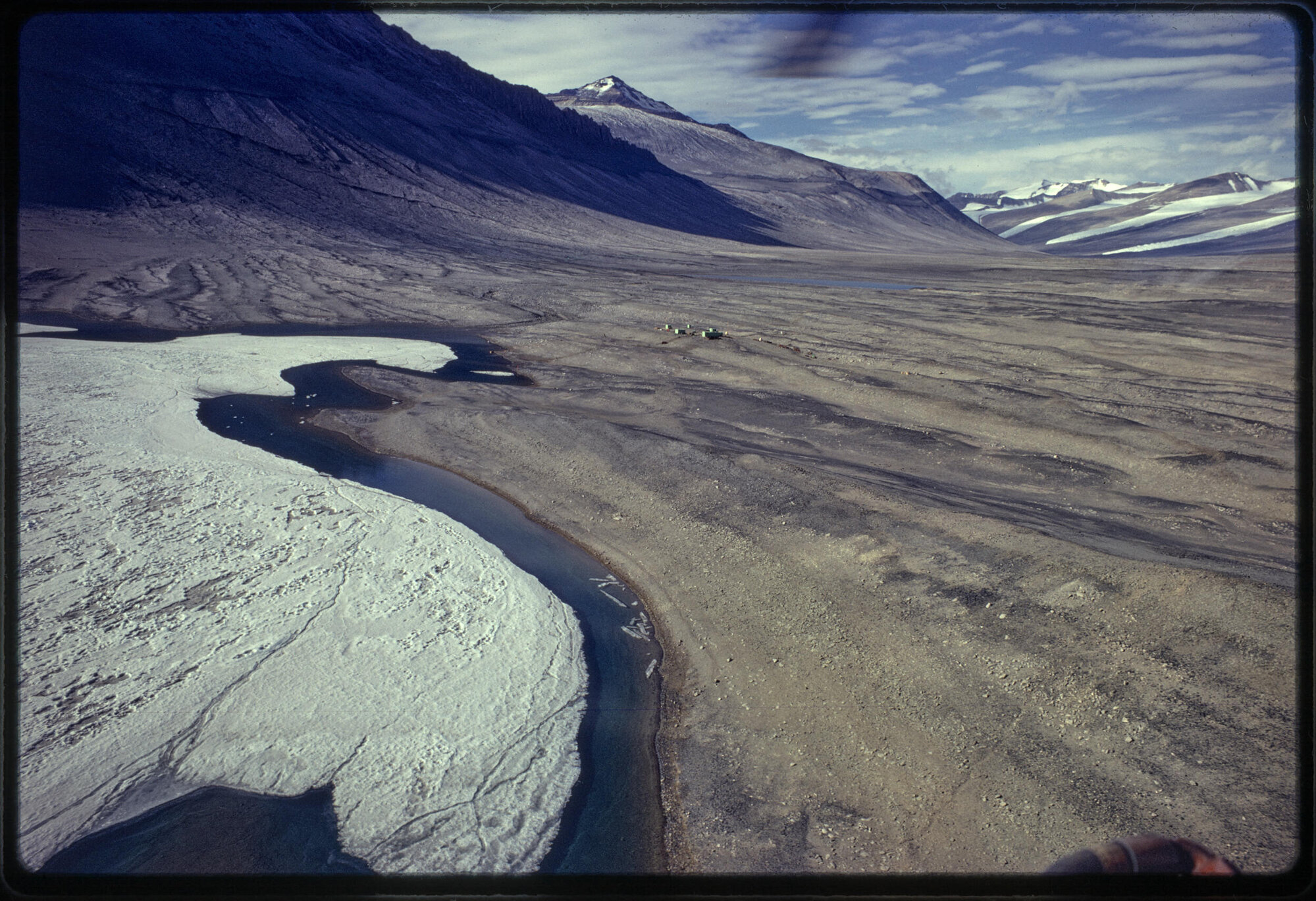 Lake Vanda with station on right far end, taken from the Dais