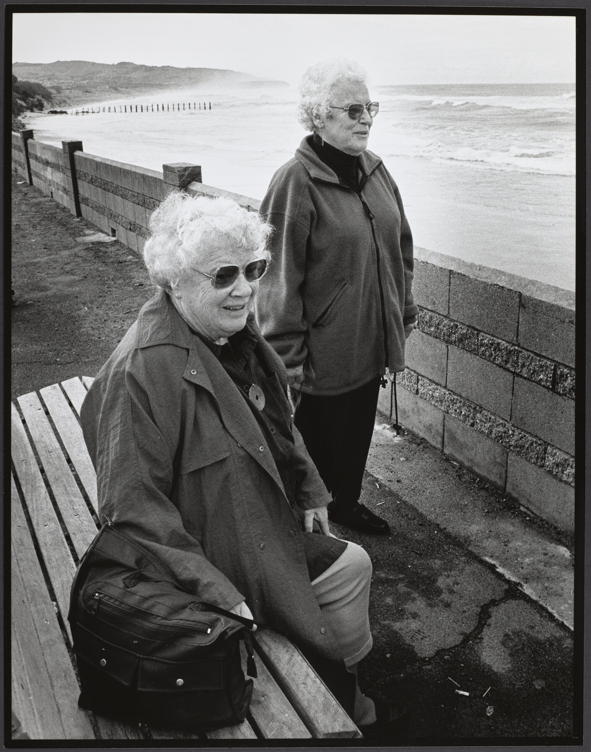Janet Frame and June Gordon at St Clair, Dunedin