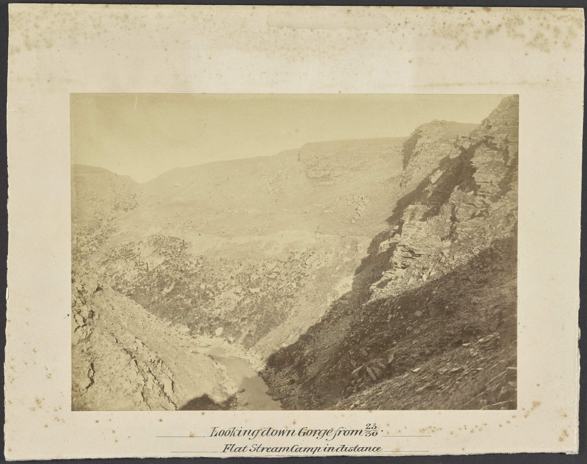 Looking down Gorge from 23/30. Flat Stream Camp in distance