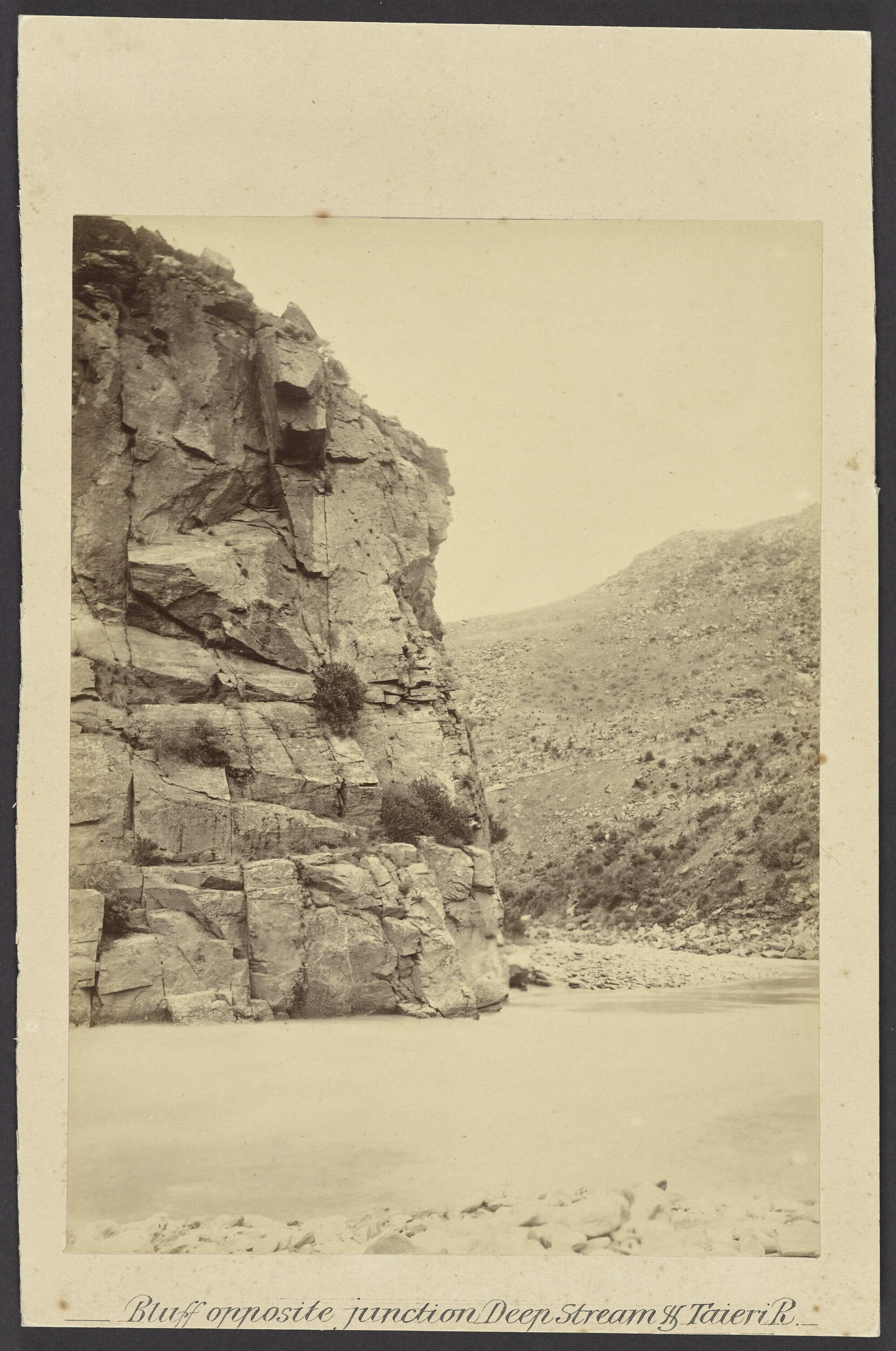 Bluff opposite junction Deep Stream and Taieri River