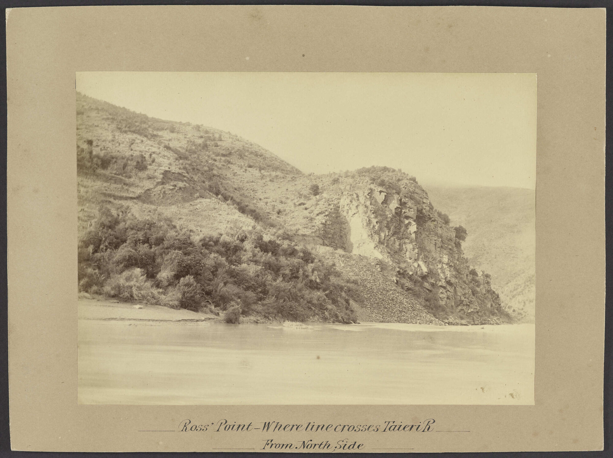 Ross Point, where line crosses Taieri River. From North Side