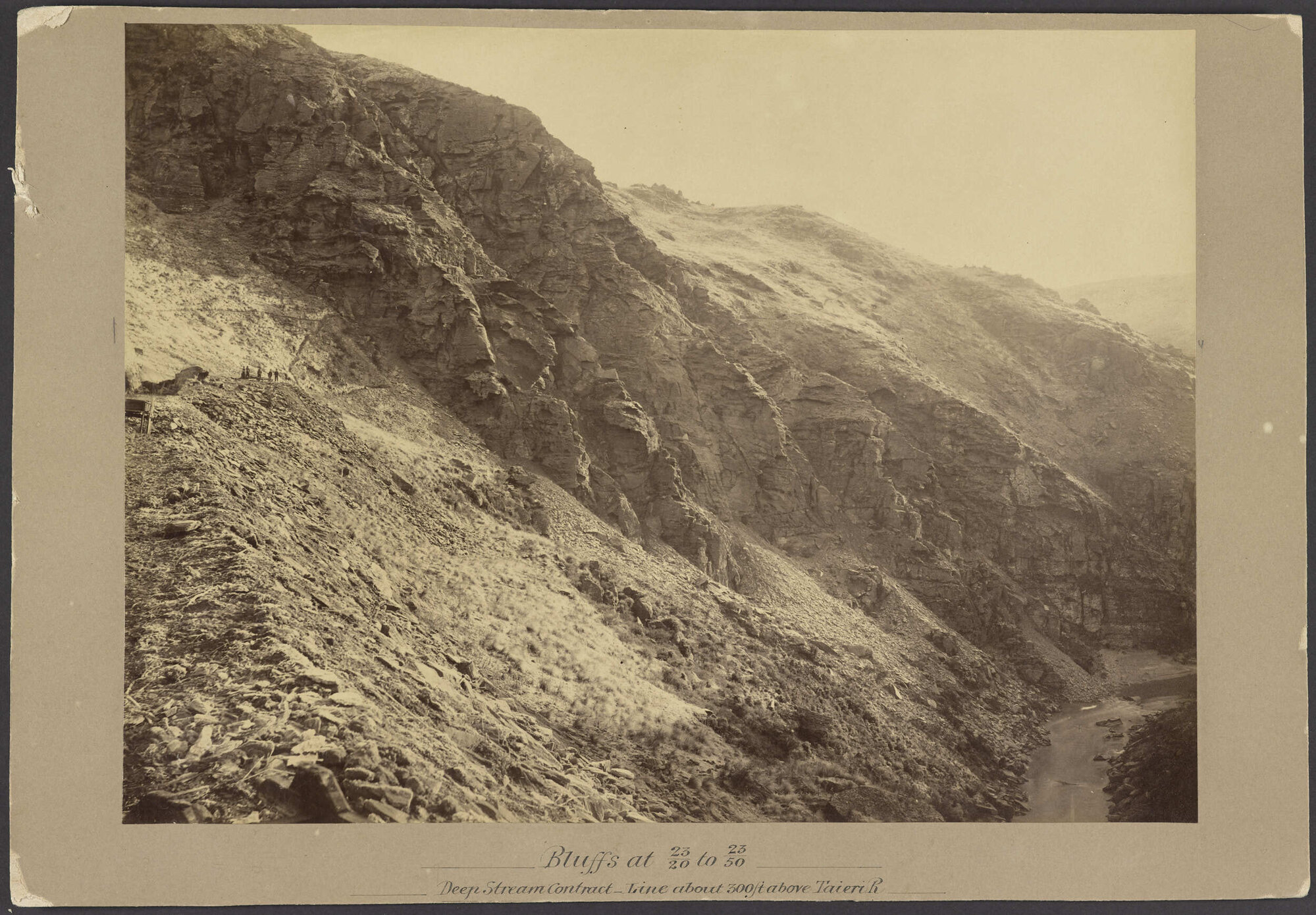 Bluffs at 23/20 to 23/50. Deep Stream Contract. Line about 300ft abover Taieri River