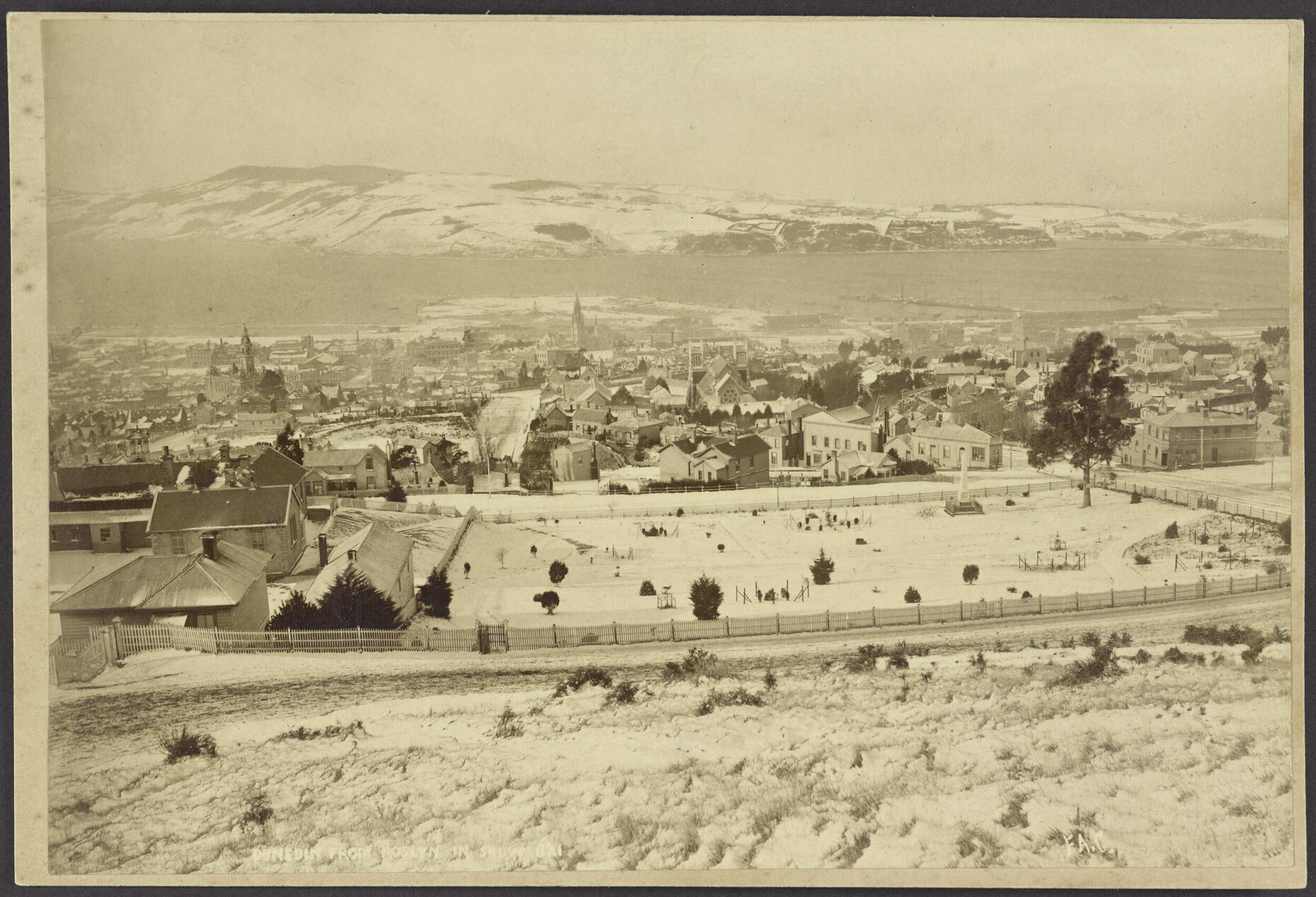 Dunedin from Roslyn in snow