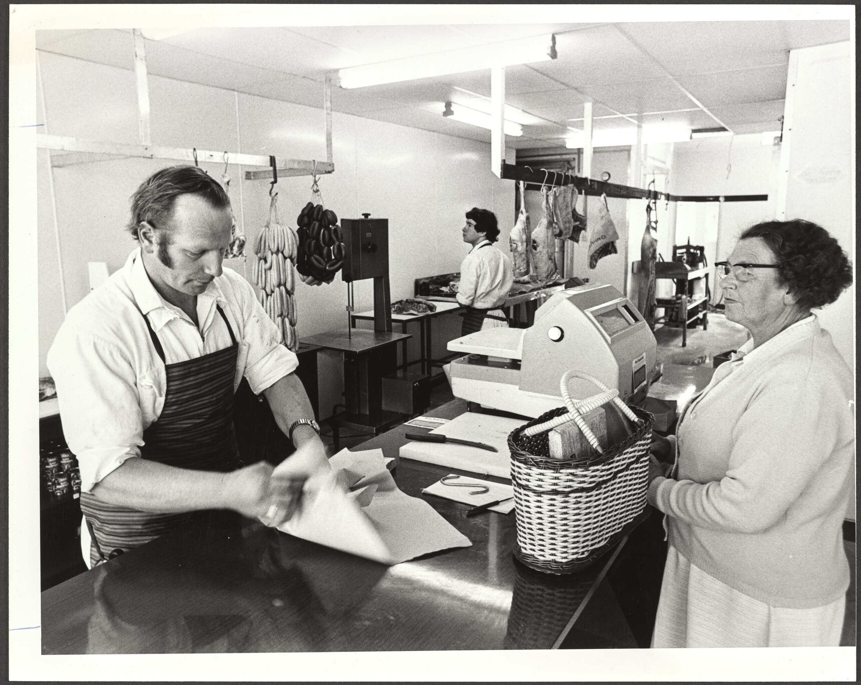 Butcher serving his mother