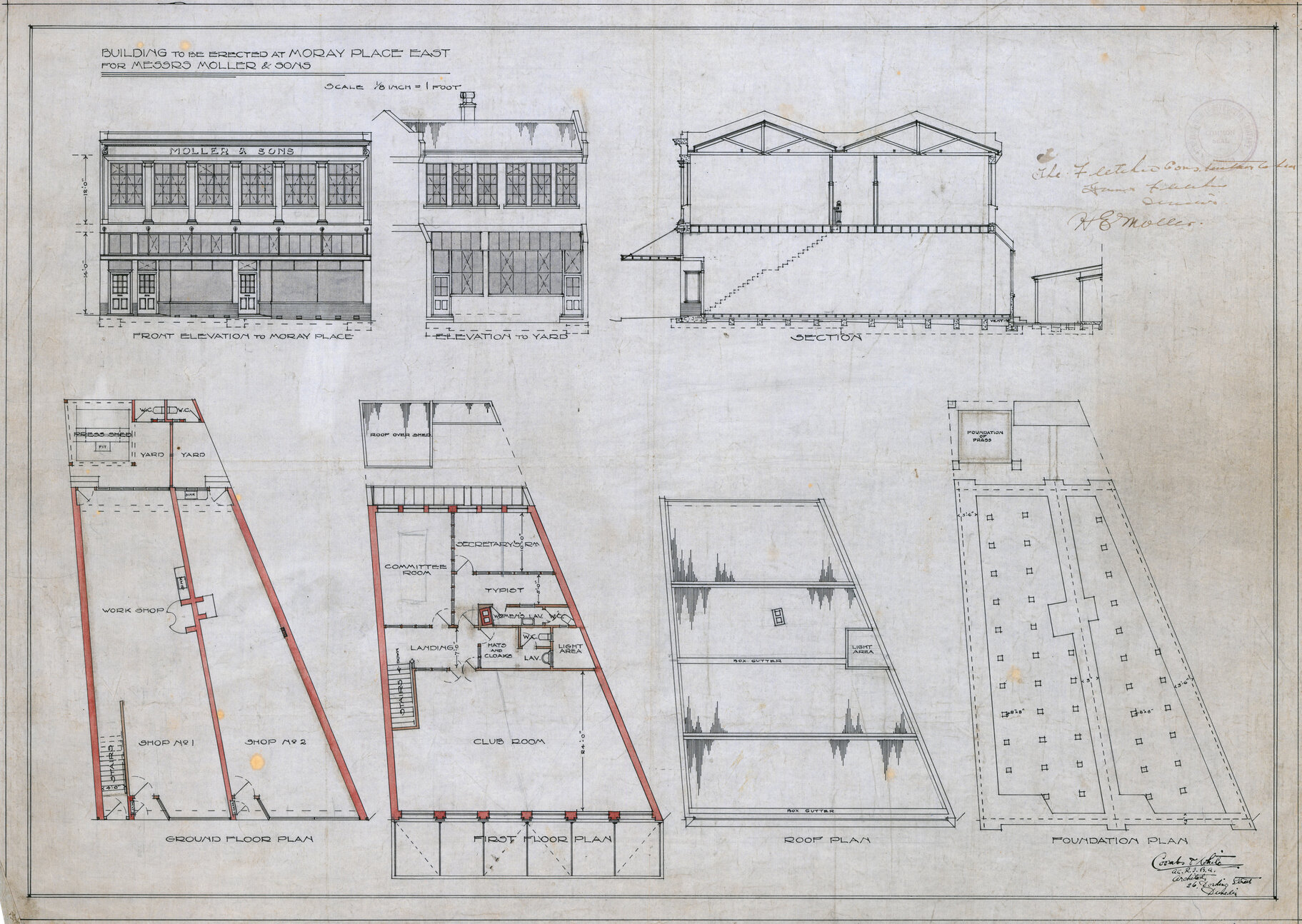 No. 163. C. Moller and Sons, plan for premises, Moray Place East, Coombs &amp; White architects