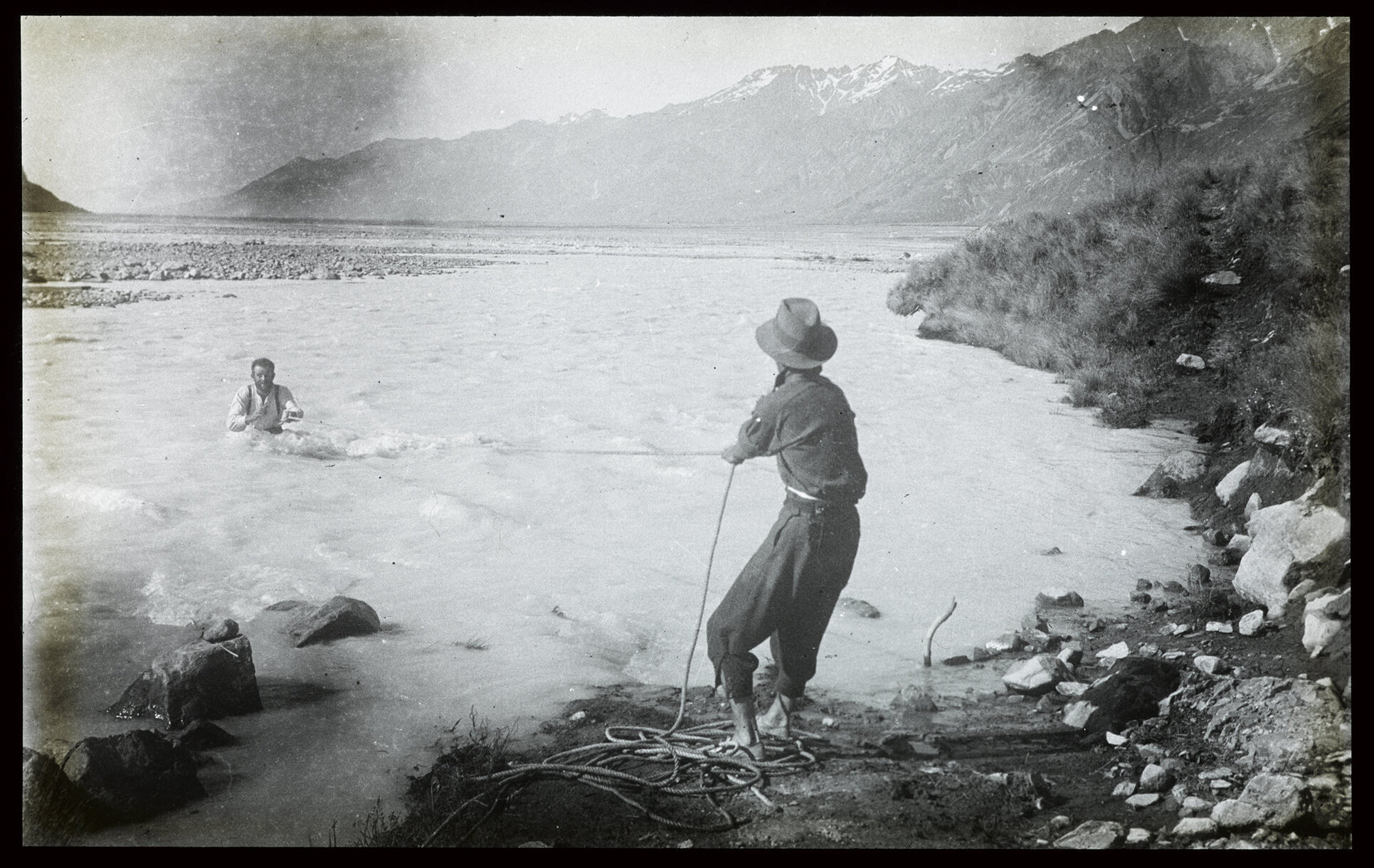 'Car left here' [river crossing]