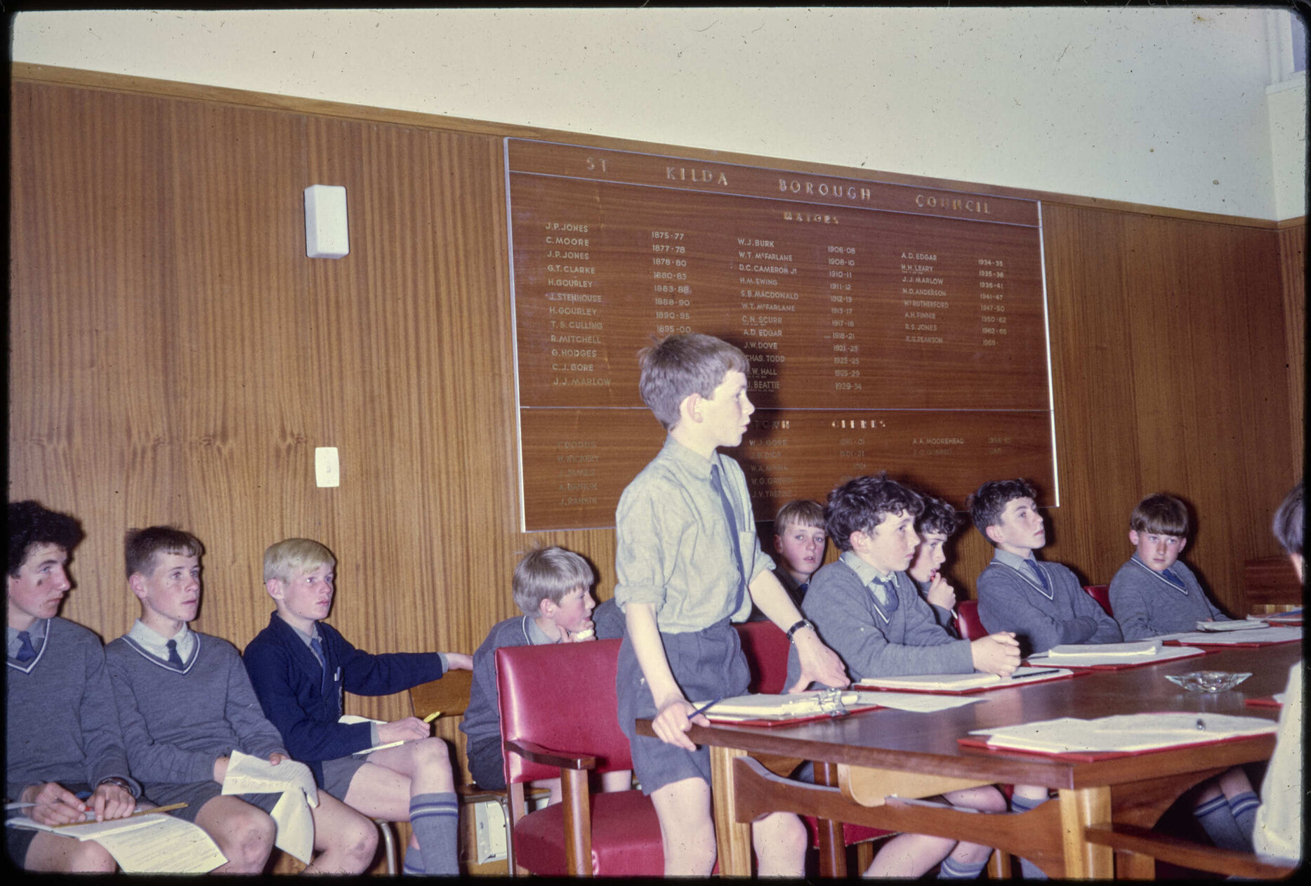Boys in St Kilda Borough Council chambers