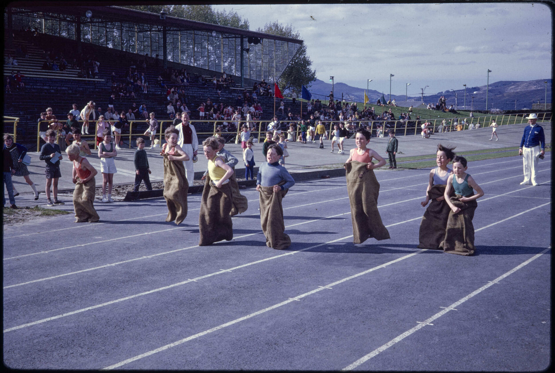Sack race at the Caledonian Ground