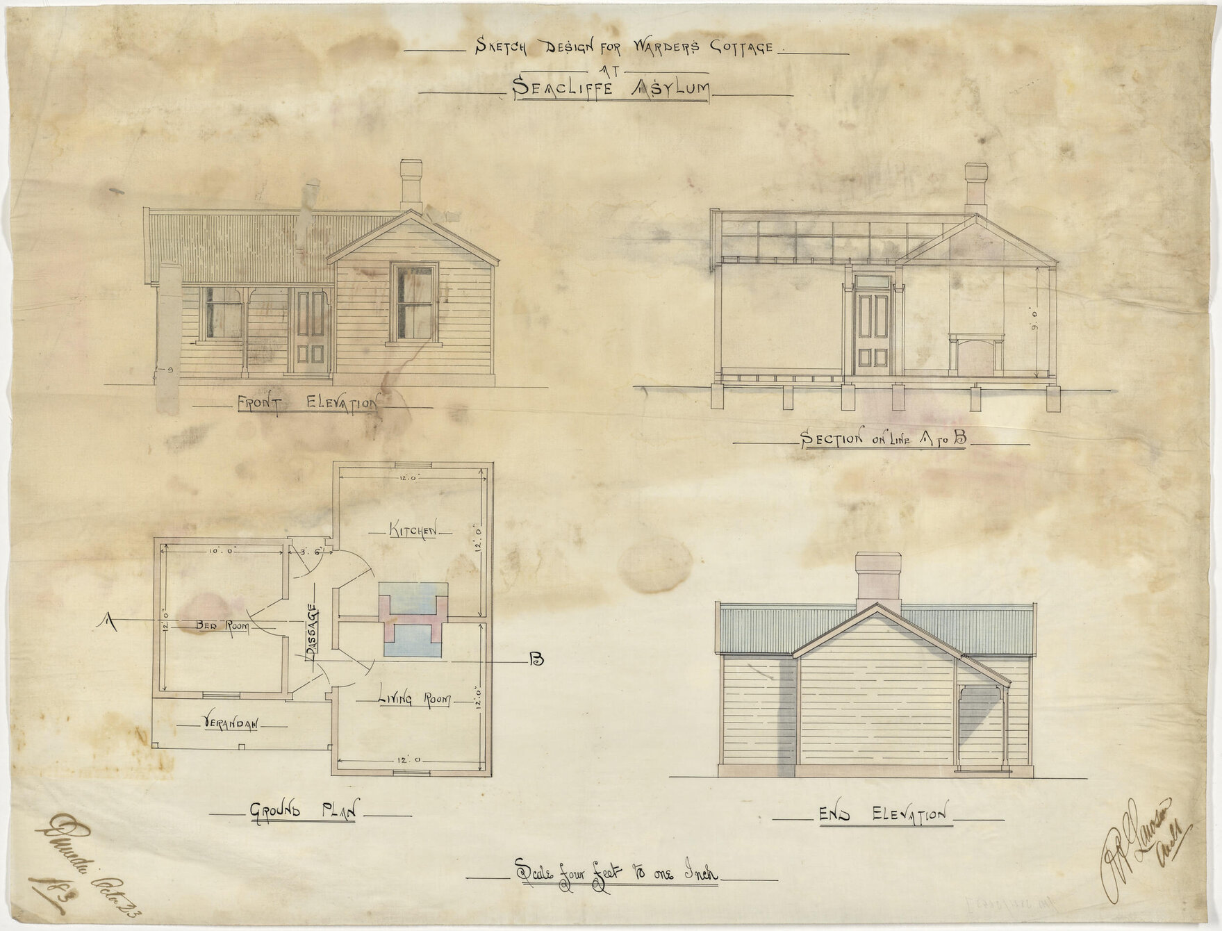 Sketch Design for Warders Cottage at Seacliffe Aslyum [sic]