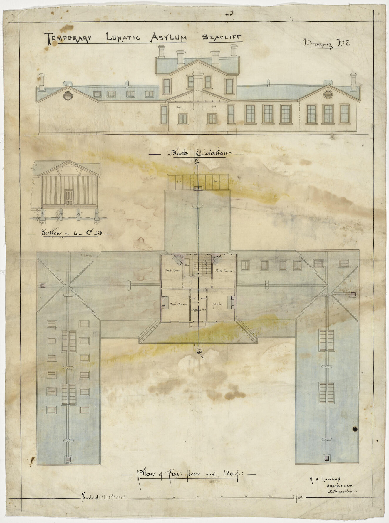 Drawing no.2, 'Temporary Lunatic Aslyum, Seacliff'