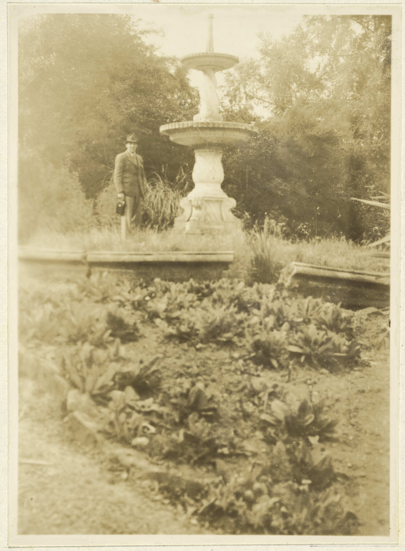 Concrete wall round fountain [Seacliff Hospital]