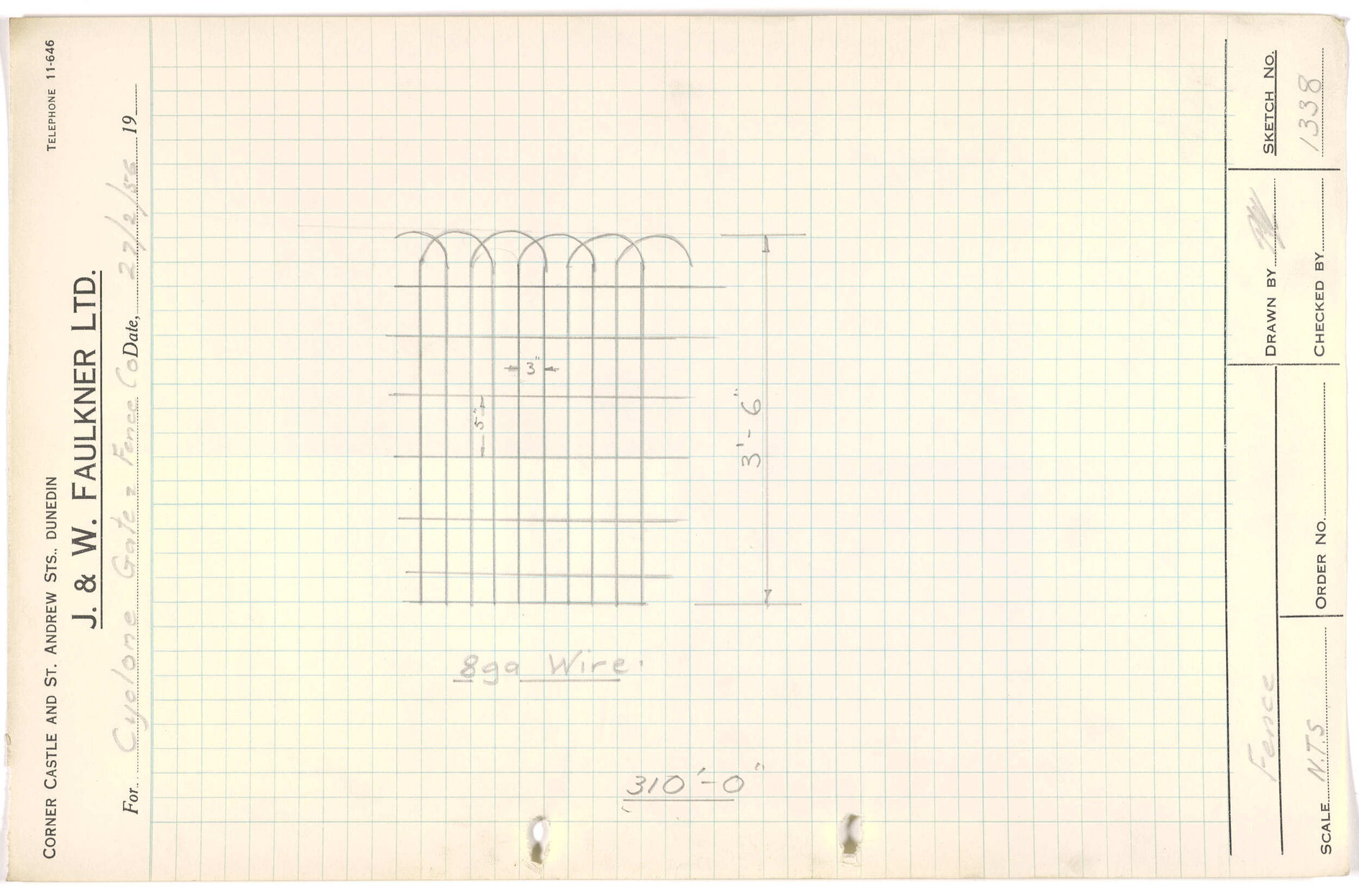 Sketch of fencing for Cyclone Gate and Fence Co.