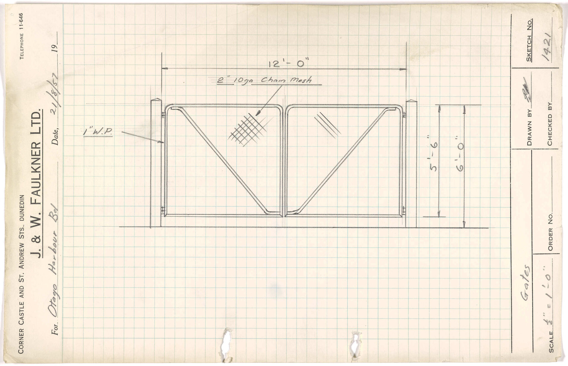 Sketch of gates for Otago Harbour Board