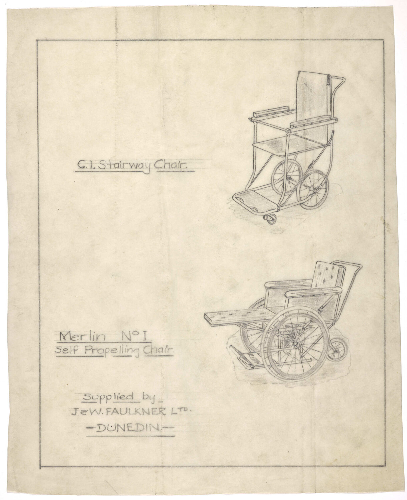 Sketch of wheelchairs