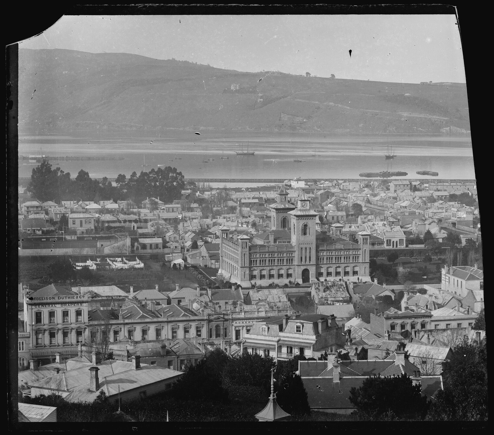 Dunedin Hospital from above George Street