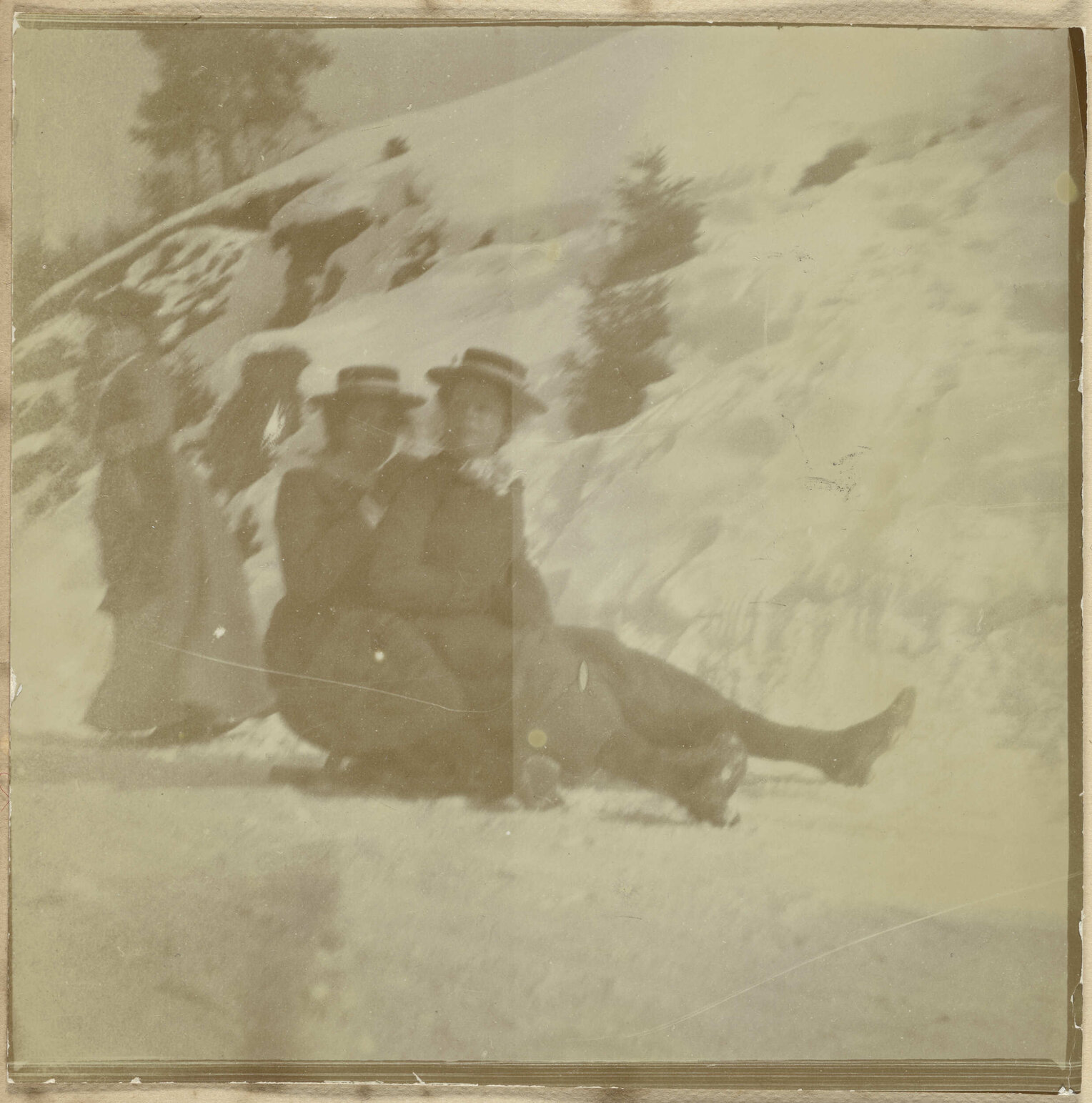 Young women on a sled