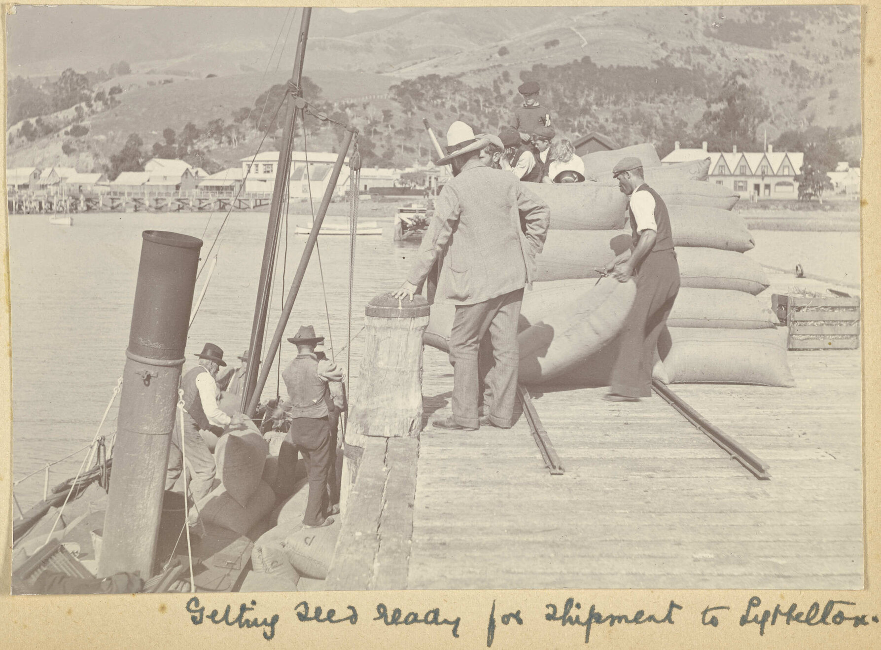 Readying seed for shipment to Lyttelton