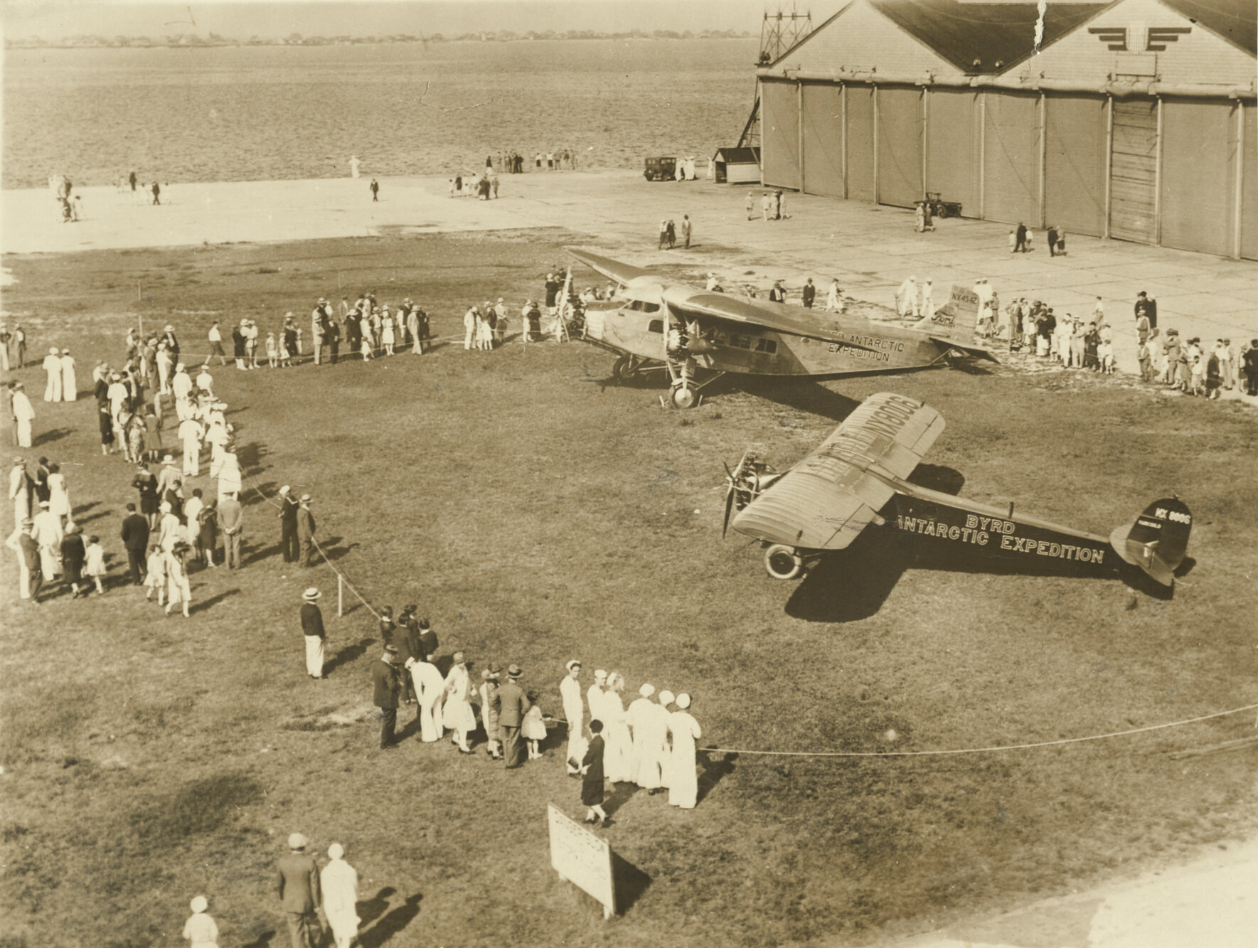 Byrd Antarctic Expedition aircraft and crowd