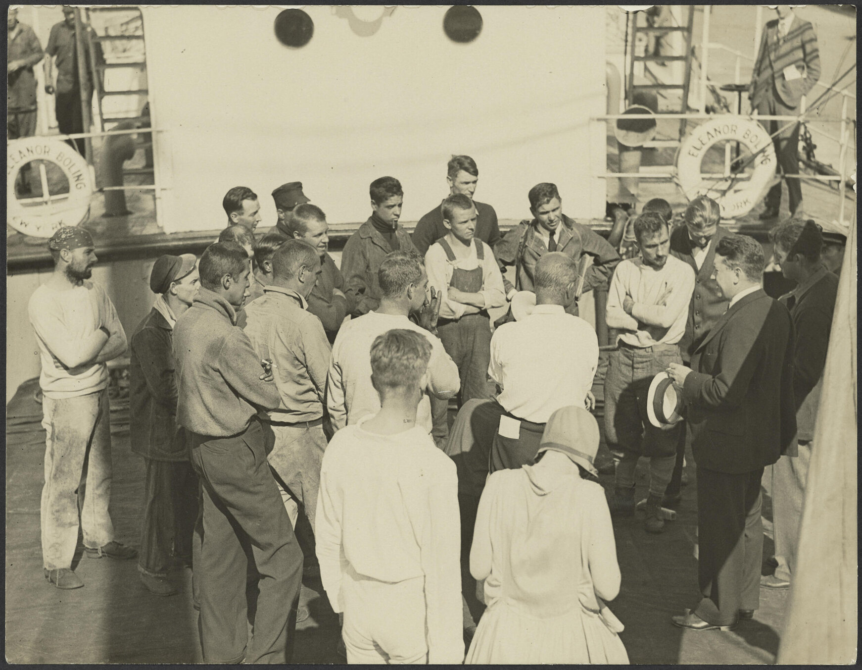 Brophy advising crew before going ashore