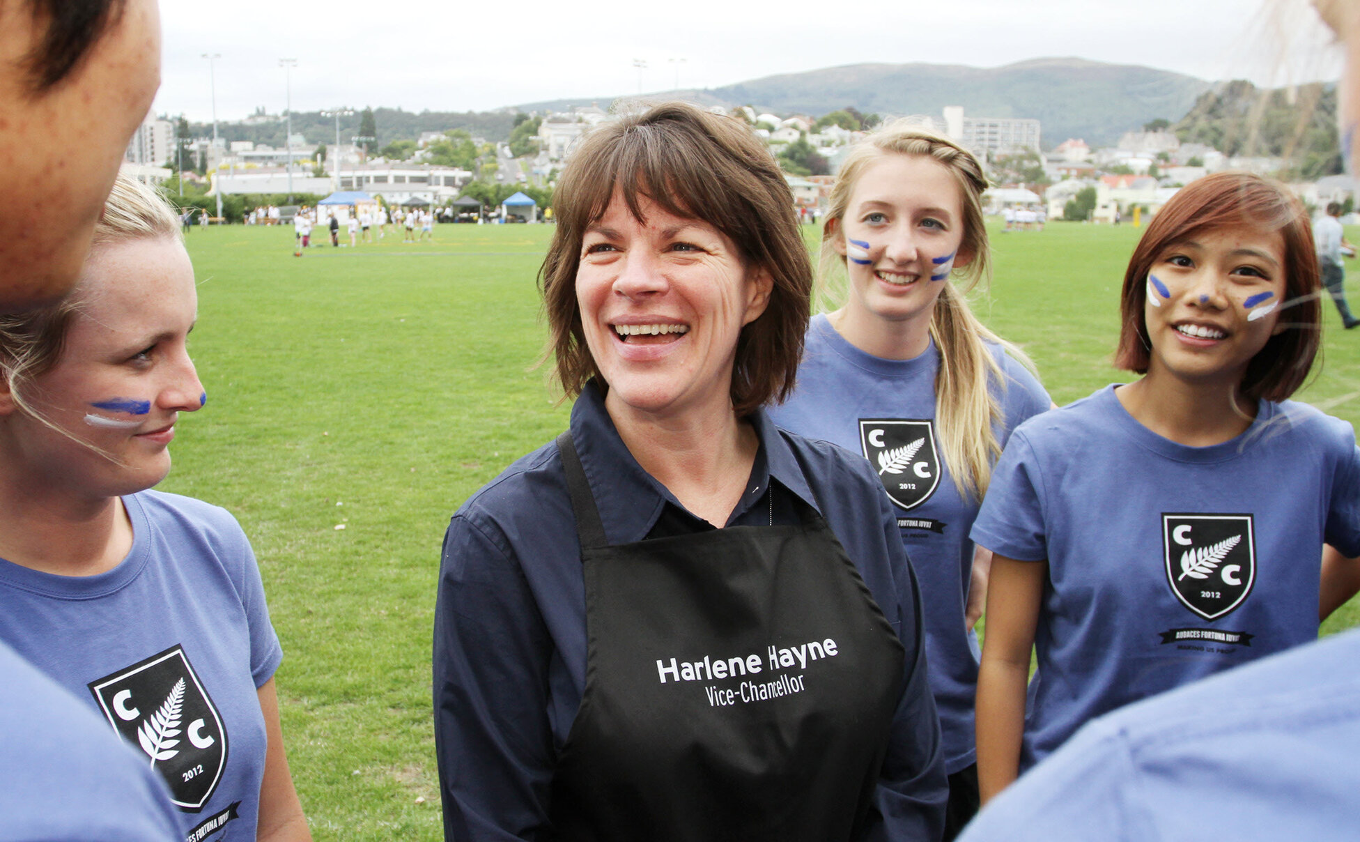 Harlene Hayne with Cumberland students at College Sports Day