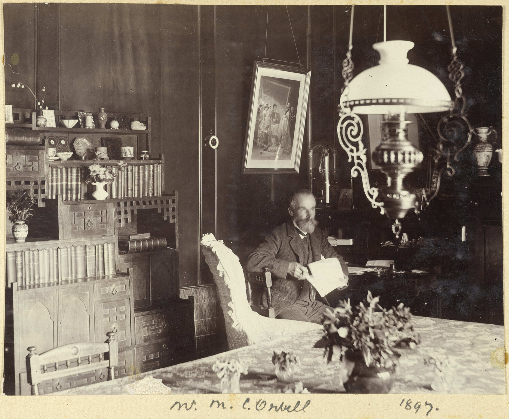 M.C. Orbell in his home, Raukapuka