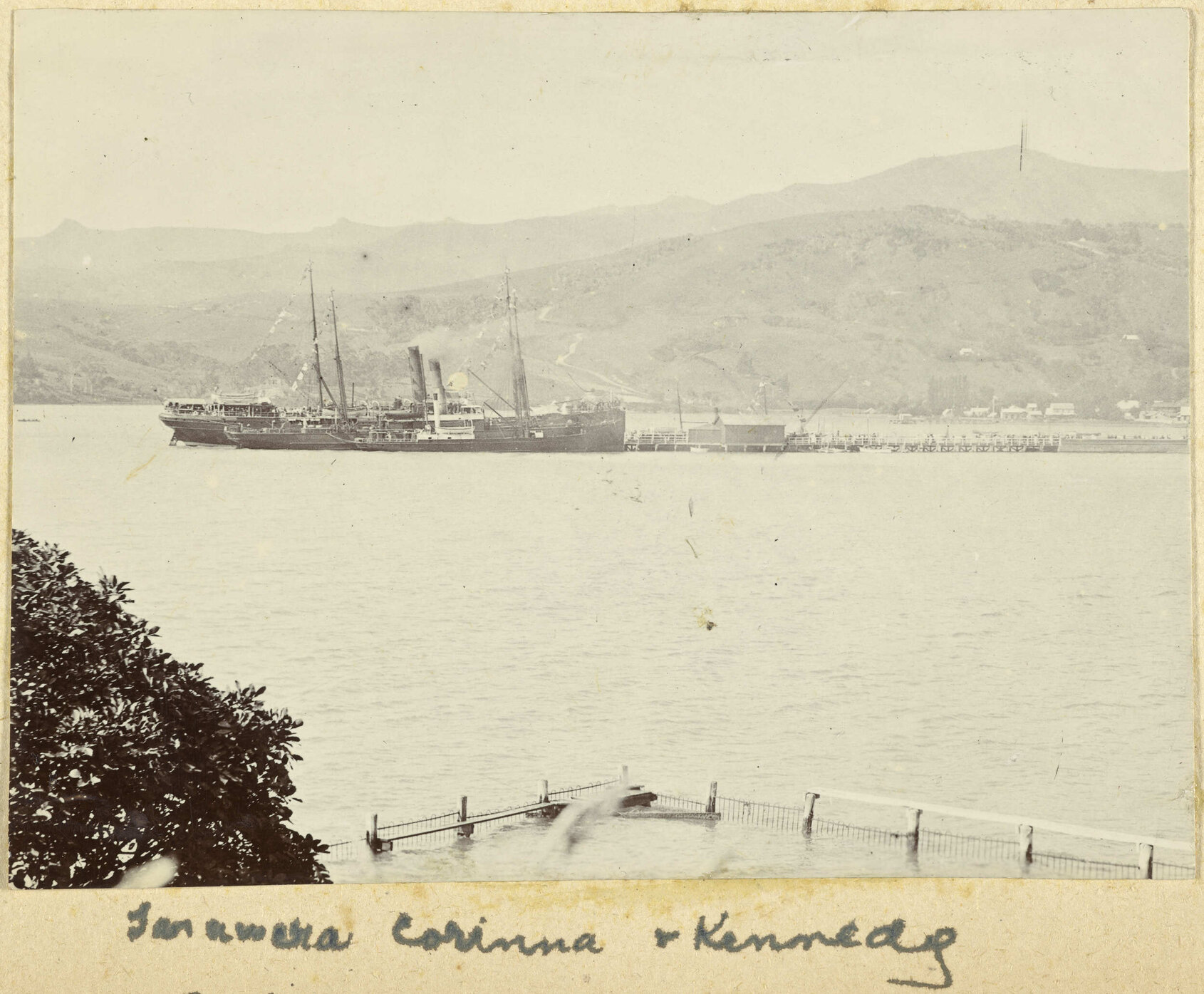 SS Tarawera, SS Corinna, SS Kennedy at Akaroa wharf