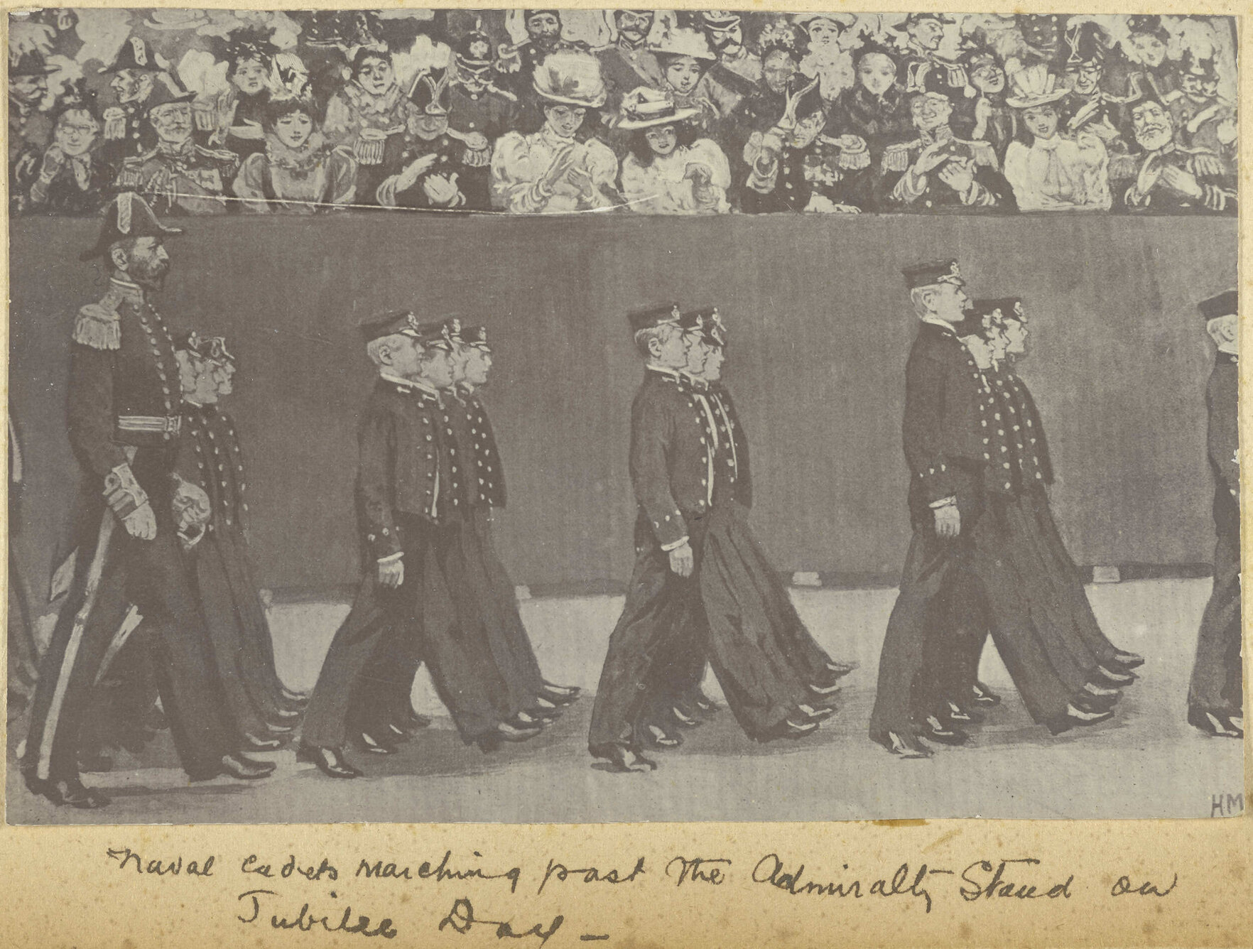 Naval cadets marching past the Admiralty stand on Jubilee Day