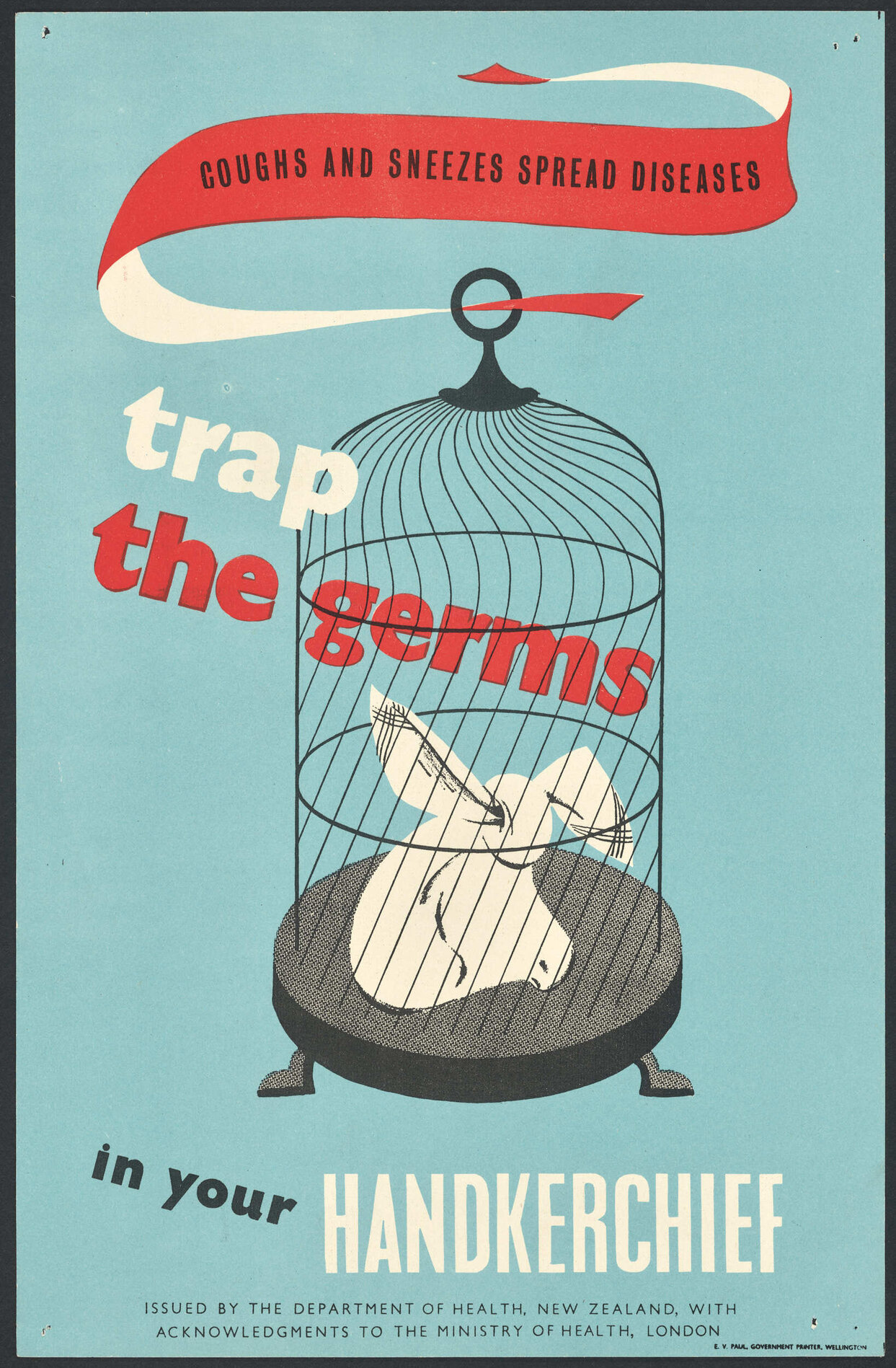 "Coughs And Sneezes Spread Diseases trap the germs in your Handkerchief"