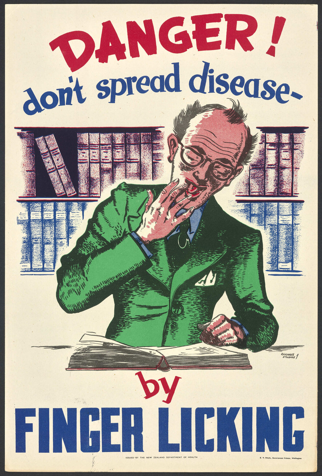 "Danger! don't spread disease - by Finger Licking"