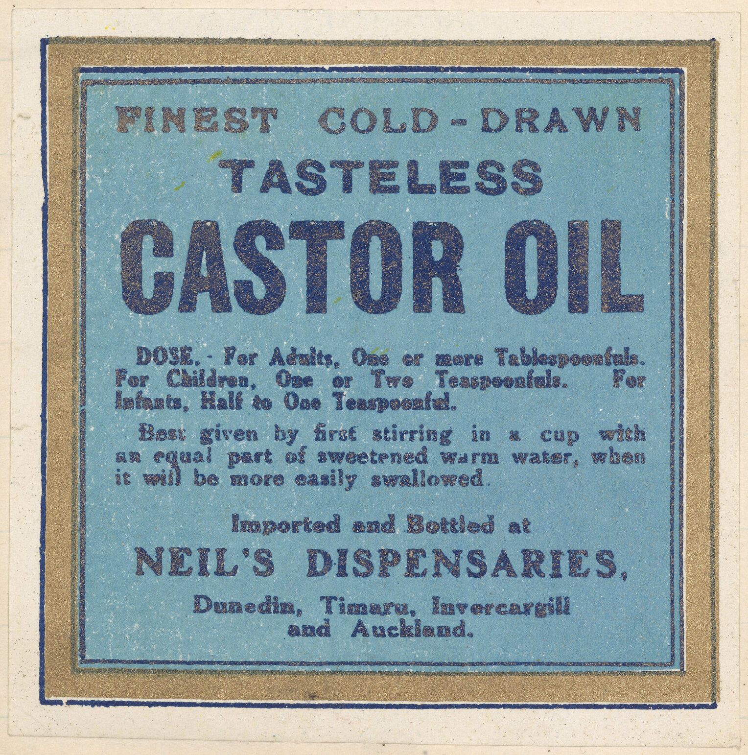 "Finest Cold-Drawn Tasteless Castor Oil"