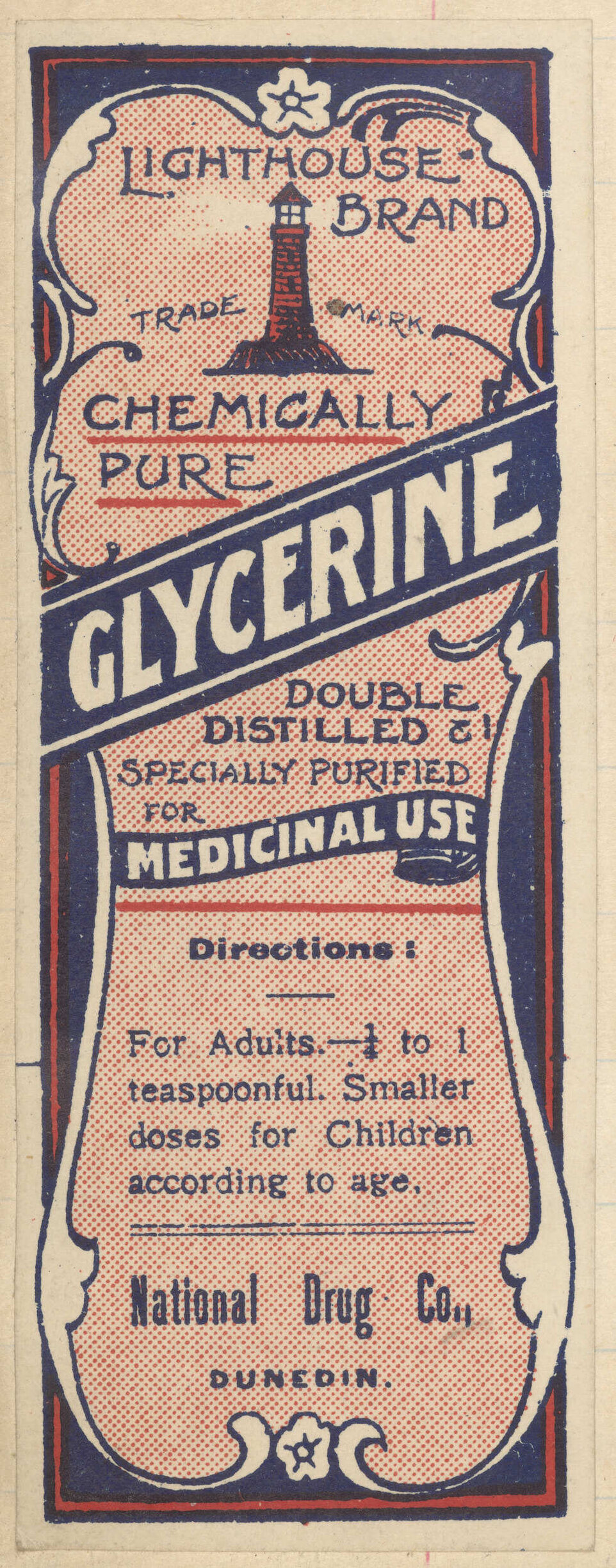 "Lighthouse Brand Chemically Pure Glycerine"