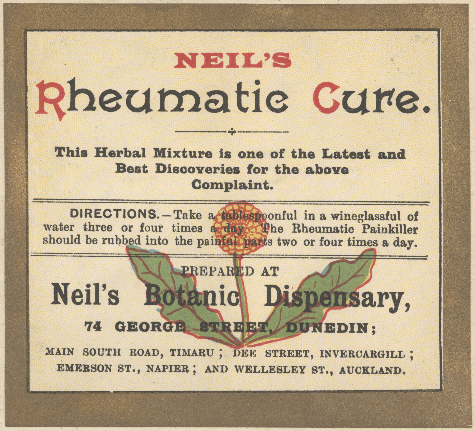 "Neil's Rheumatic Cure."