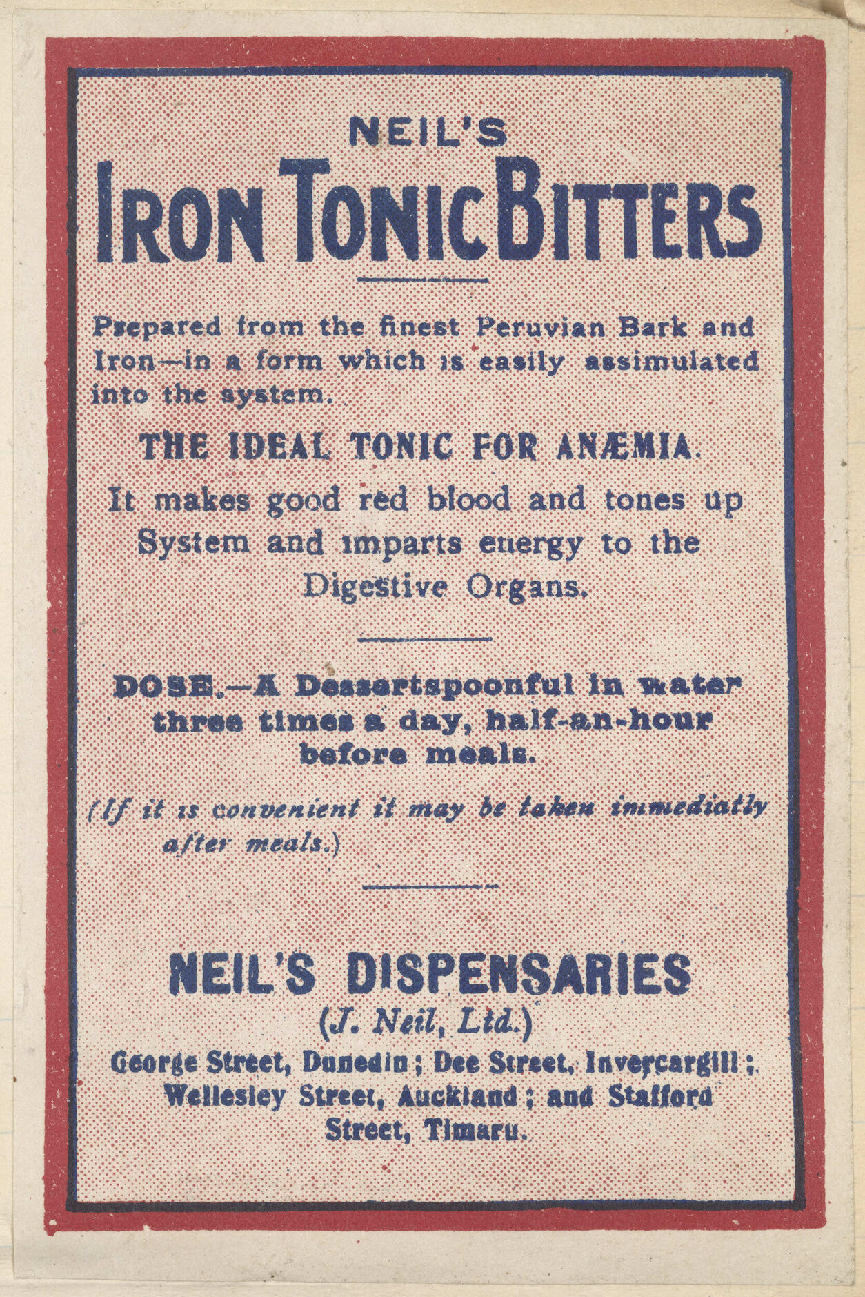 "Neil's Iron Tonic Bitters"
