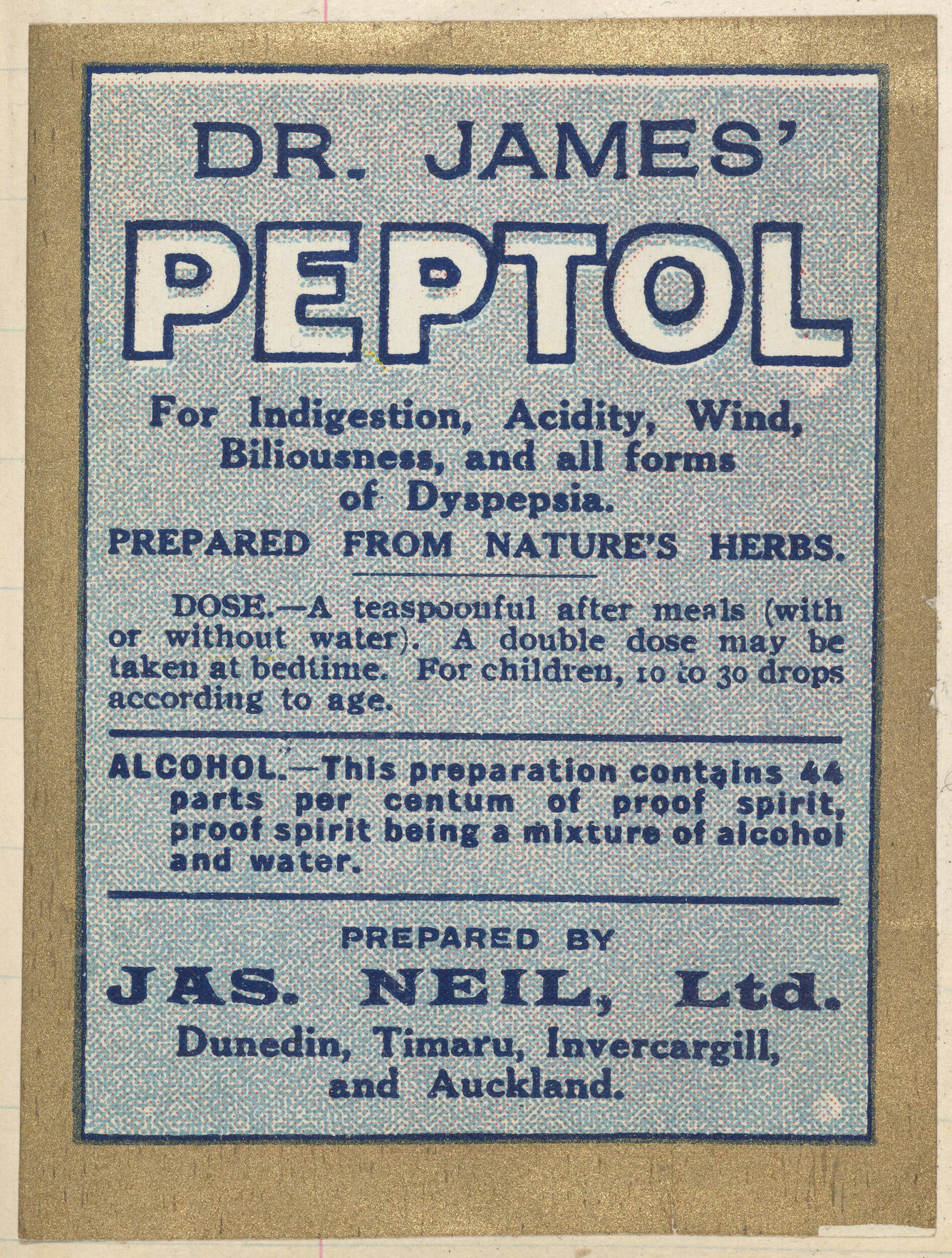 "Dr. James' Peptol"