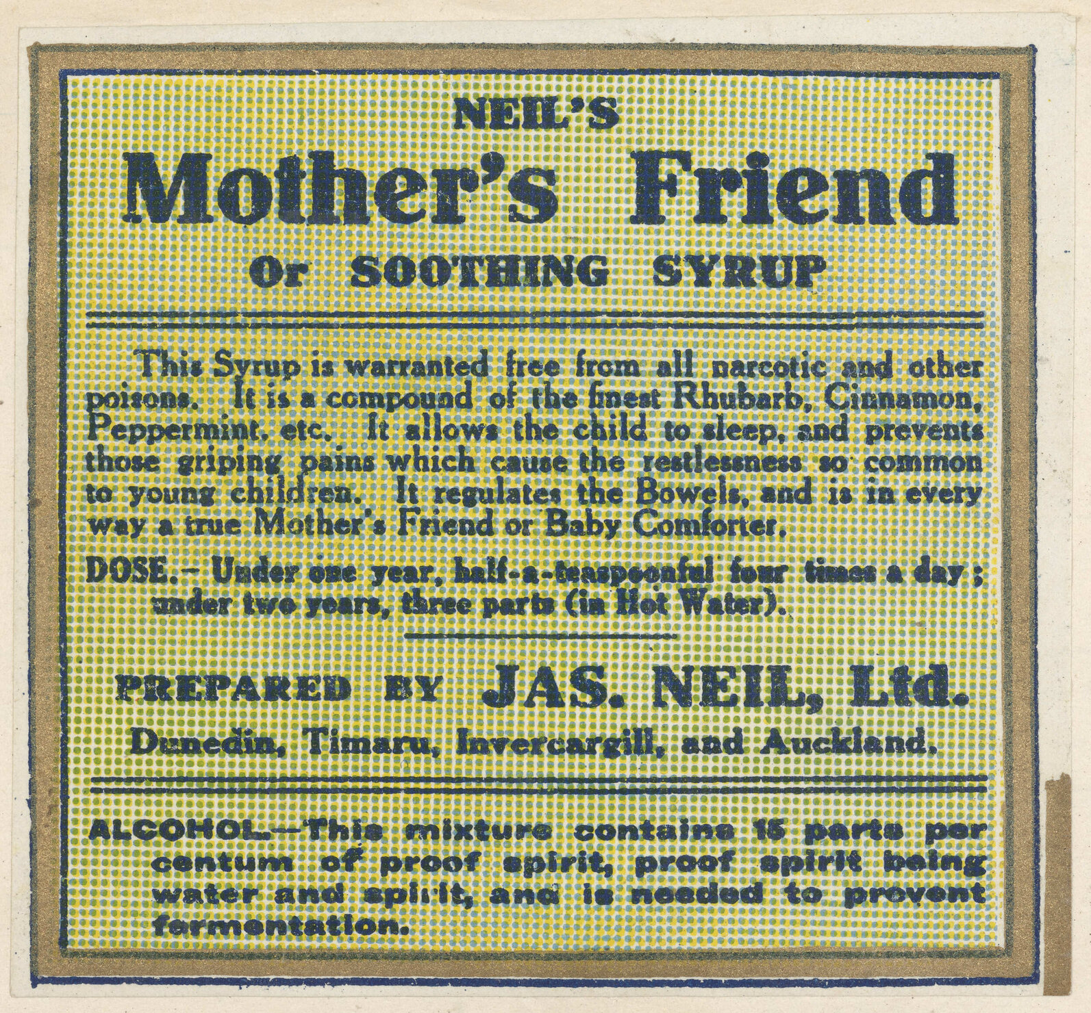 "Neil's Mother's Friend Or Soothing Syrup"