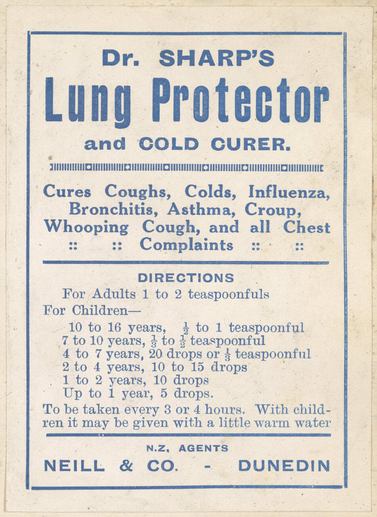 "Dr. Sharp's Lung Protector and Cold Curer."